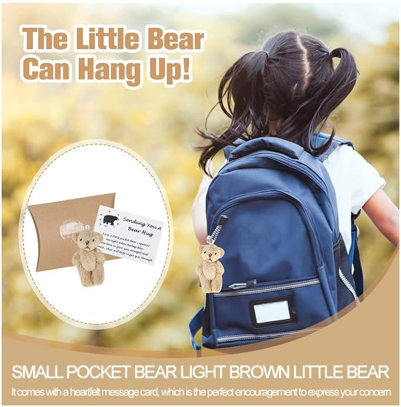 Cute Mini Plush Stuffed Bear Hug with Greeting Card - Pocket Bear for Special Encourage Gifts - Graduation, Birthday, Wedding, Christmas (Light Brown) image number 1