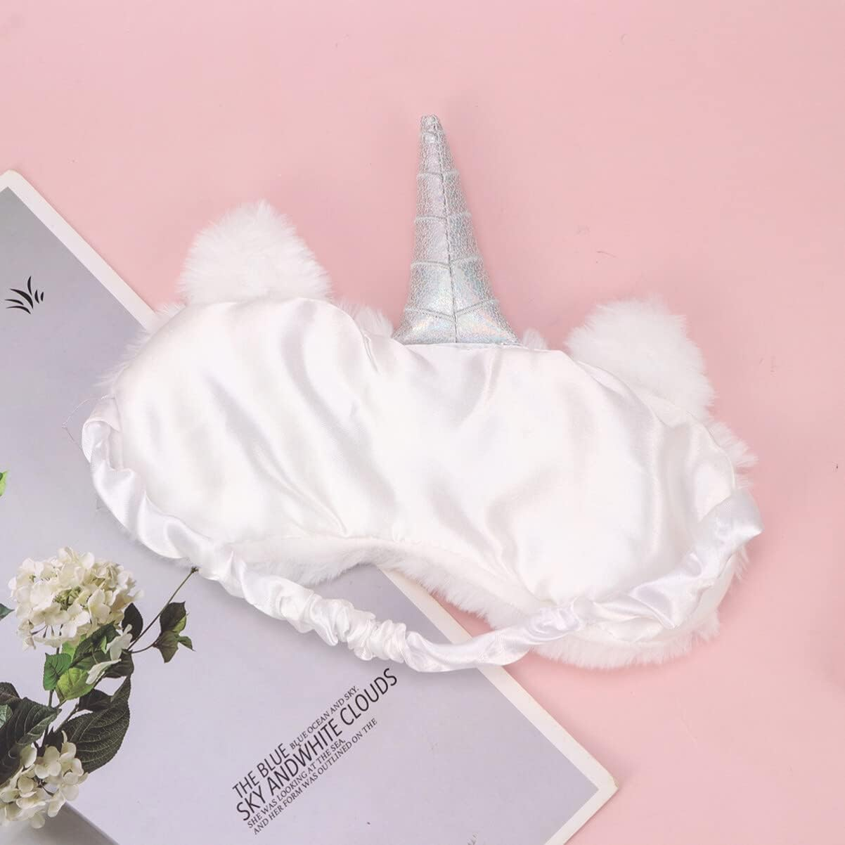 Design Sleep Mask for Women and Girls Comfortable Blackout Eye Blindfold Ideal for Travel Naps and Relaxation White - Purple image number 4