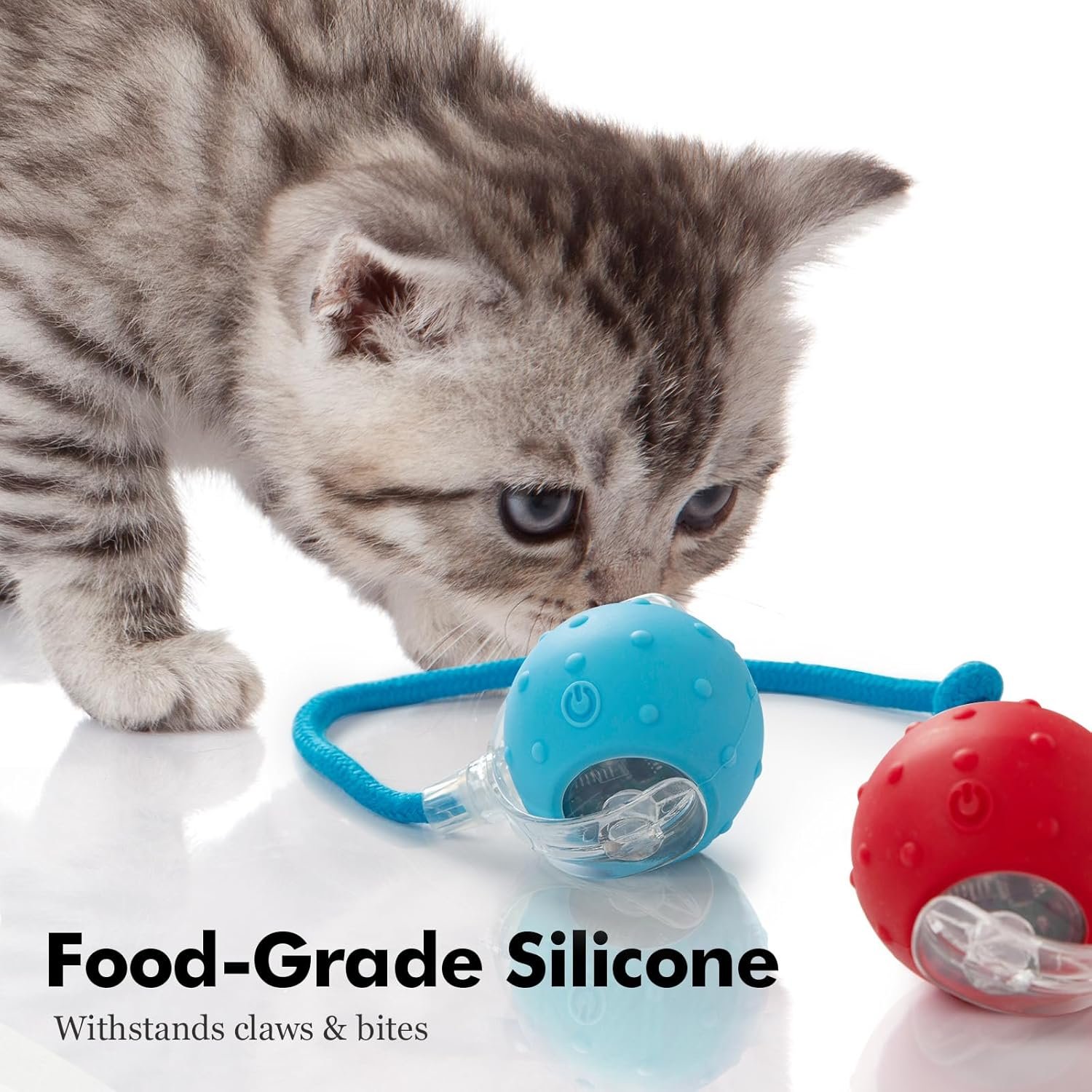 Interactive Cat Toy Ball for Indoor Cats, Upgraded 3.0 Automatically Moving Cat Toy Ball with Bird Sound, USB-C Rechargeable (Blue) - Blue image number 5