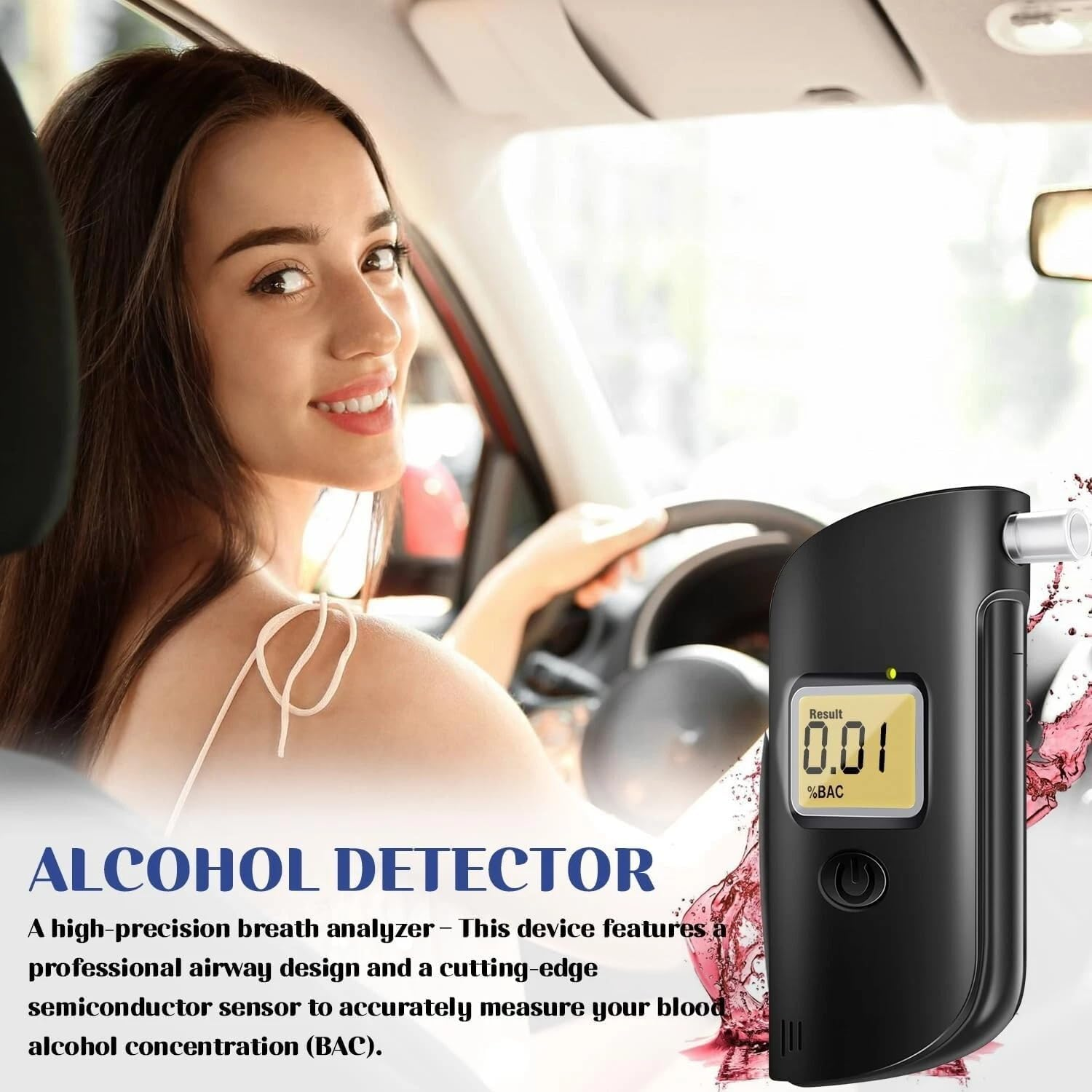 Portable Breath Alcohol Tester High Accuracy Alcohol Detector W/ 20 Mouthpieces image number 5