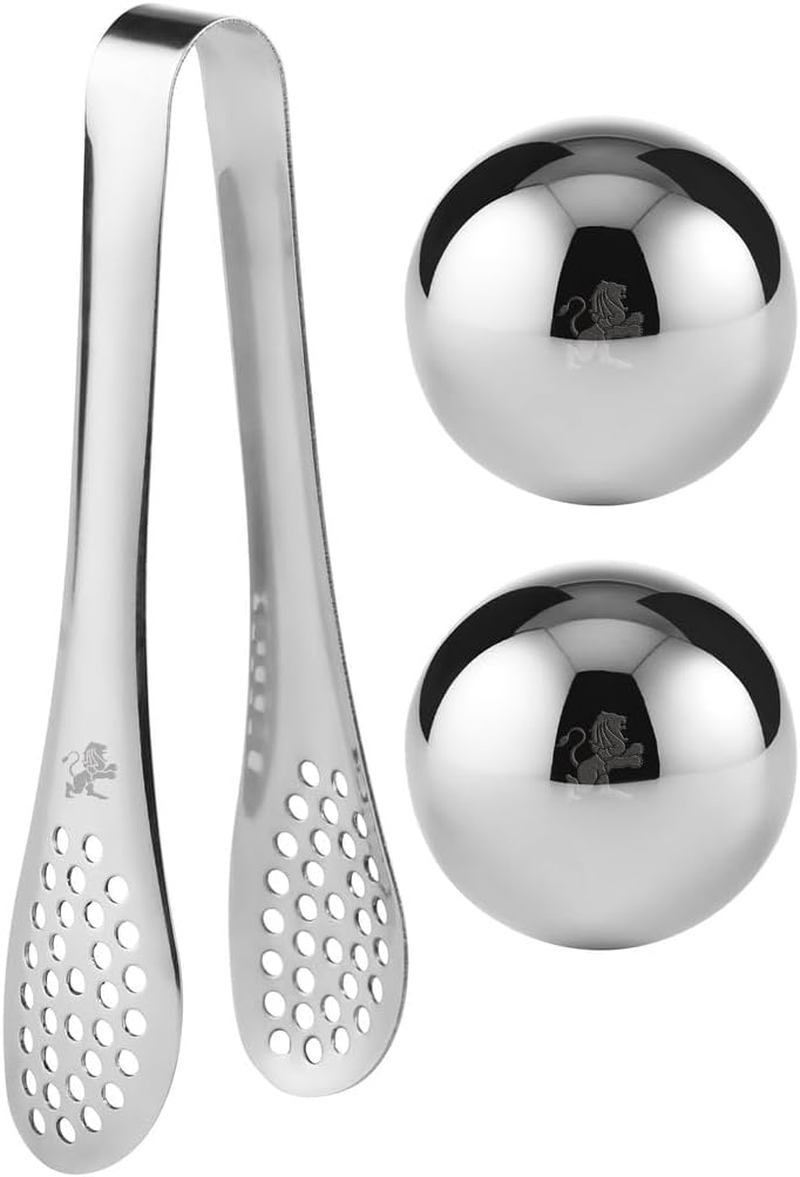 Maxwell & Williams Cocktail & Co Reusable Ice Ball Set of 2 with Tongs Gift Boxed image number 3
