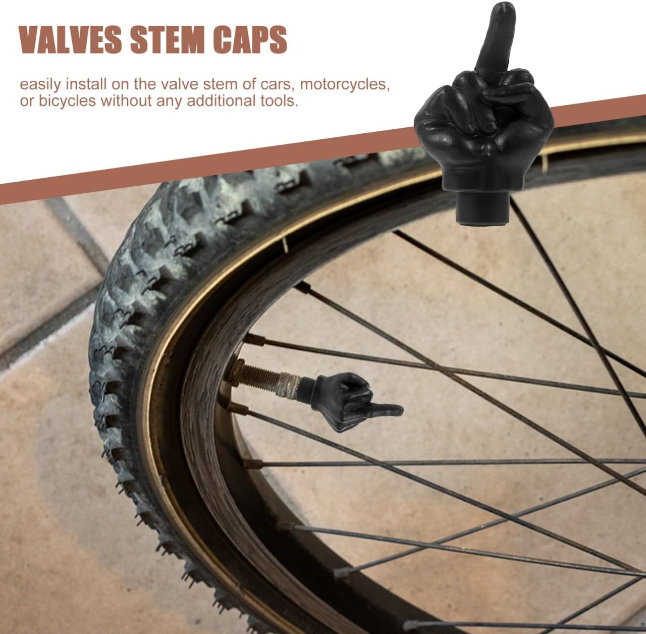 Vaguelly 4Pcs Valve Stem Caps for Cars Suvs Motorcycles Easy Installation Dirtproof Design for Friends - Chocolate image number 5