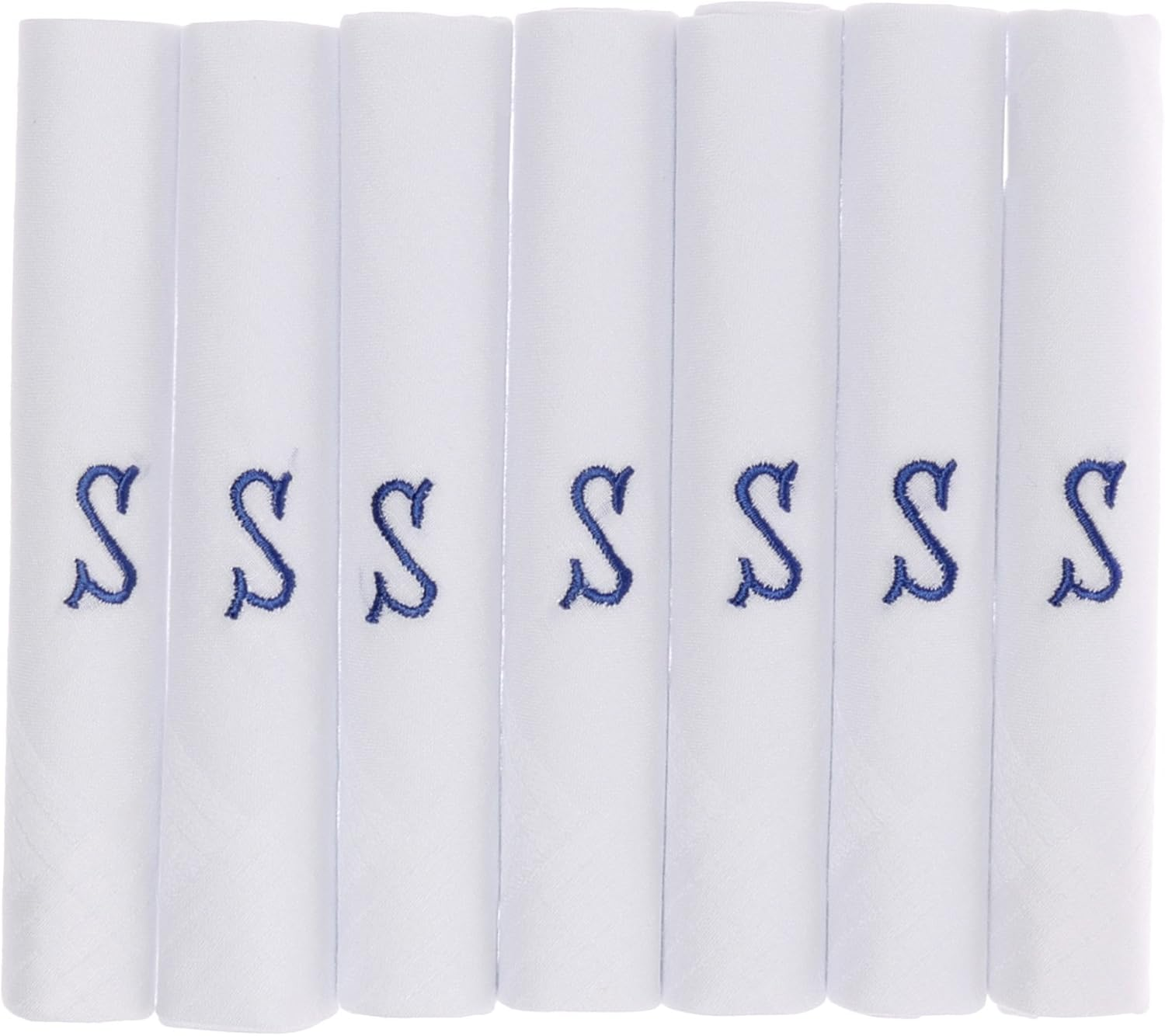 OCTAVE&reg; Mens White 100% Cotton Embroidered with Blue Initial Handkerchiefs (A) image number 2