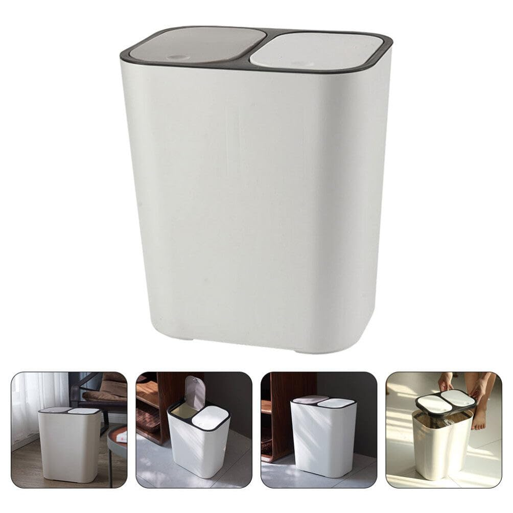 DECHOUS Dual Compartment Rubbish Bin with Pop up Lid 15L Kitchen Trash Can Recycling Garbage Bin for Home, Office, Living Room, Bedroom image number 4