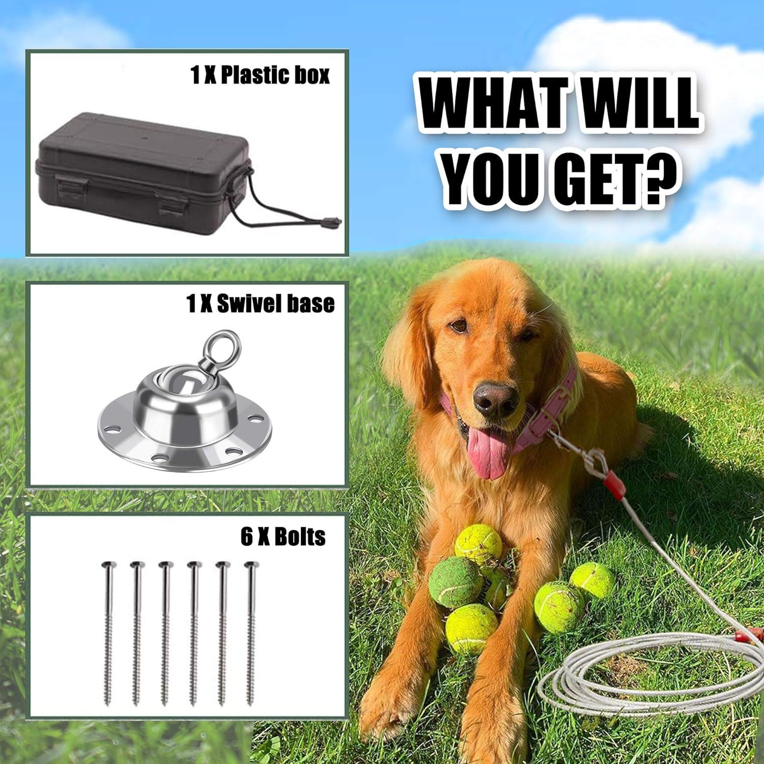 360&deg; Swivel Dog Tie Out Stake Dog Anchor - Heavy Duty Rust Proof Dog Yard Stake Holds 1000Lbs of Pull Force for Yard Camping Outdoor image number 3