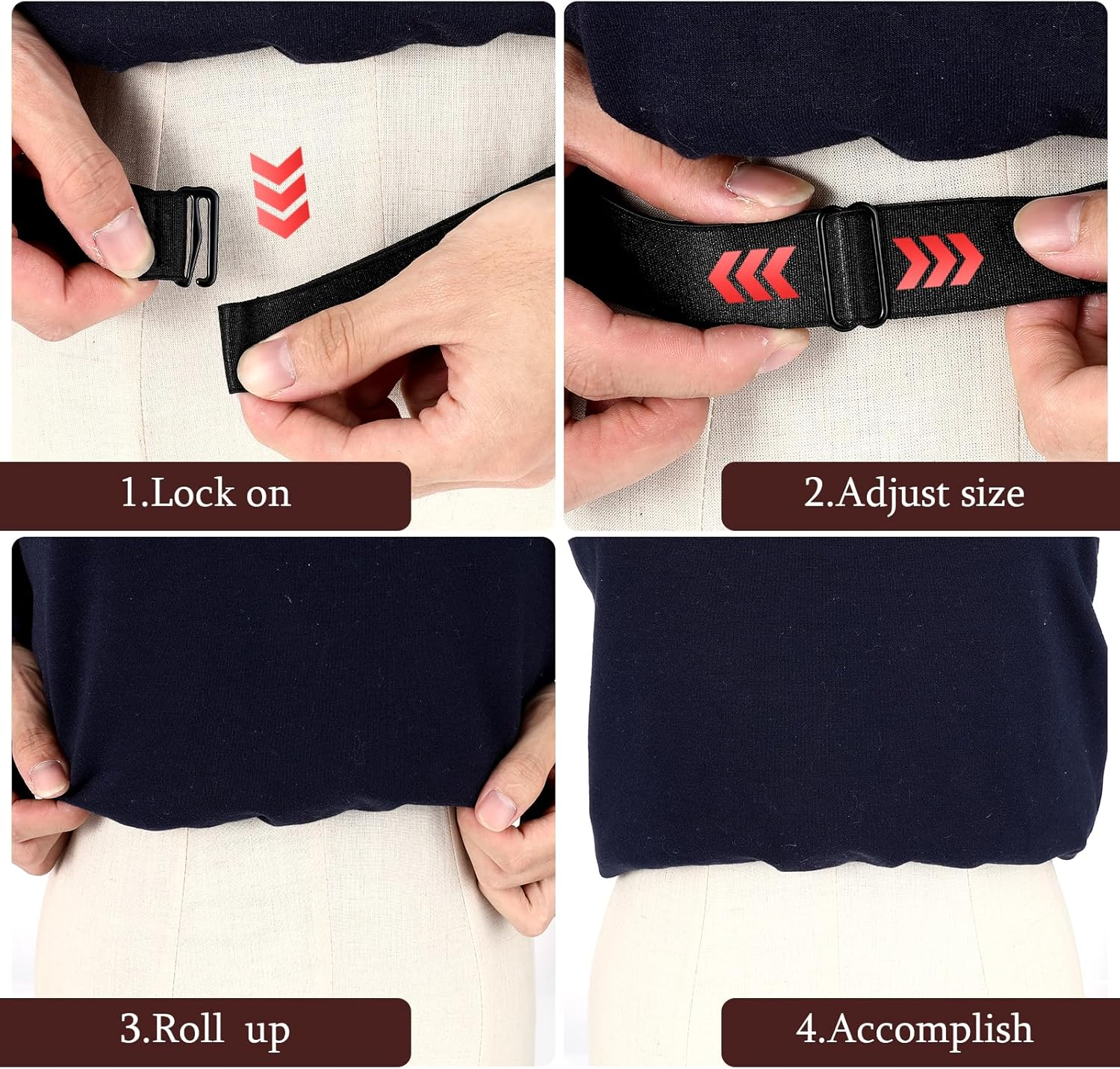 Qianyu 2 Pcs Crop Top Tuck Waist Band Womens Elastic Belt Adjustable Crop Shirt Tuck Band Invisible Stretch Belt Tucking Sweater Tuck Band Flat Buckle Waist Belts for Women Change Style of Tops image number 5