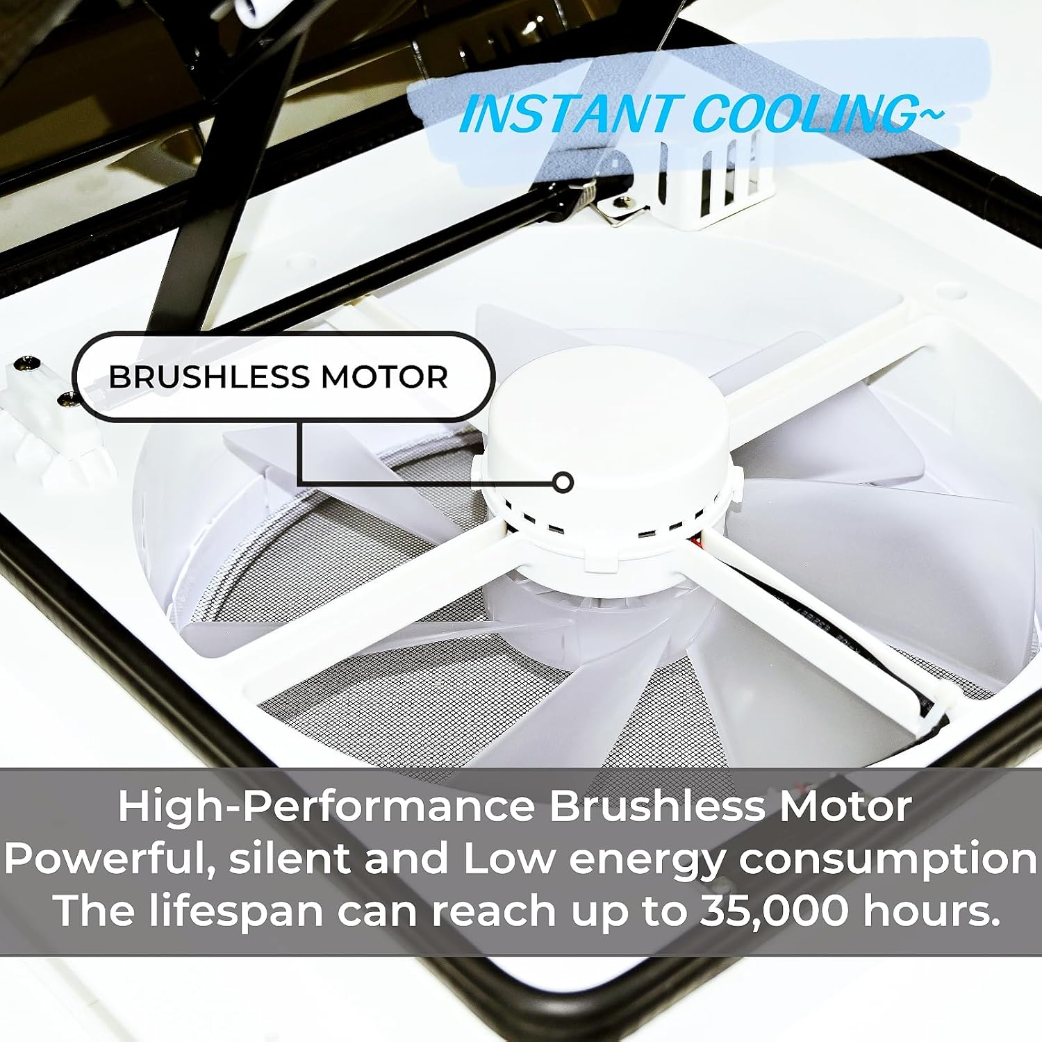 RV Vent Fan with Remote Control & Rain Sensor, 25Db Quiet Operation, 35000H Lifespan | 1170 CFM | 14" X 14" Universal Fit, Military-Grade Durability, 3-Year Warranty