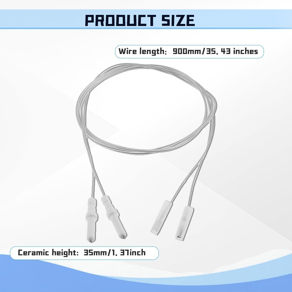Mtsooning 900Mm/35.43Inch Igniter Ceramic Electrode, 2PCS Ignitor Wire and Ceramic Electrode Assembly for BBQ Grill Heater BBQ Igniter Electrode, Ceramic Height 35Mm/1.37Inch image number 2