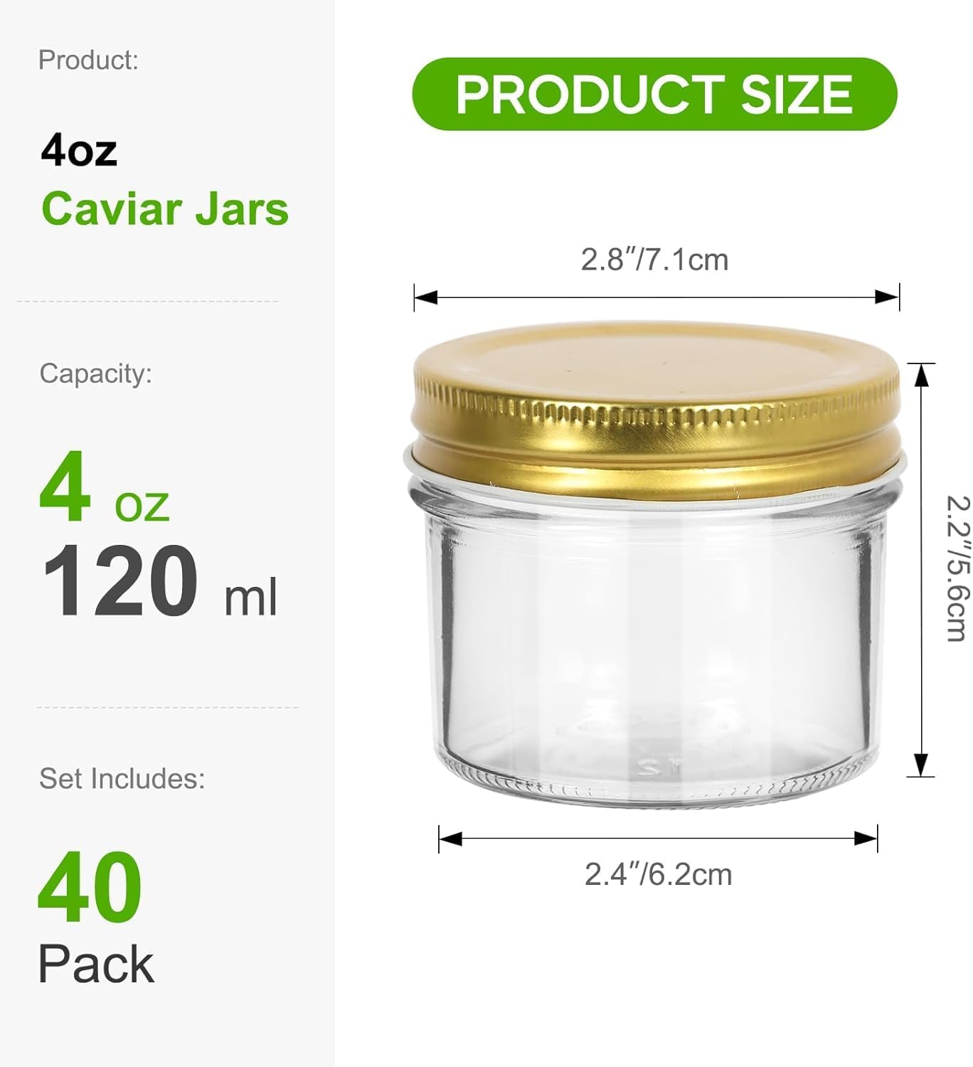 12 Pack 4 Oz Glass Jars with Golden Lids, Regular Mouth Mini Mason Jar, Canning Jars for Baby Food, Honey, Jam, Jelly, Wedding Favor, Shower Favor, Body Butters, Spice image number 4