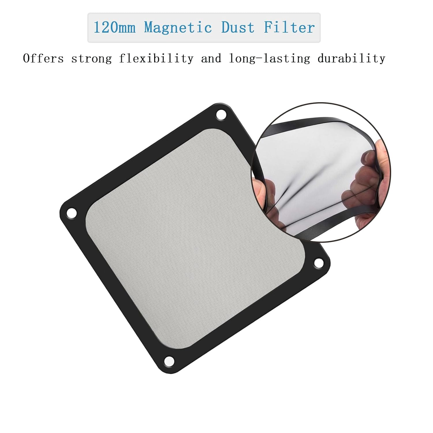 120Mm Fan Filter PC Dust Filter,120 X 120Mm Mesh Magnetic Frame Dustproof Case Cover Fan Grills, for Computer Cooler Routers,12Cm 5Pcs Black image number 5