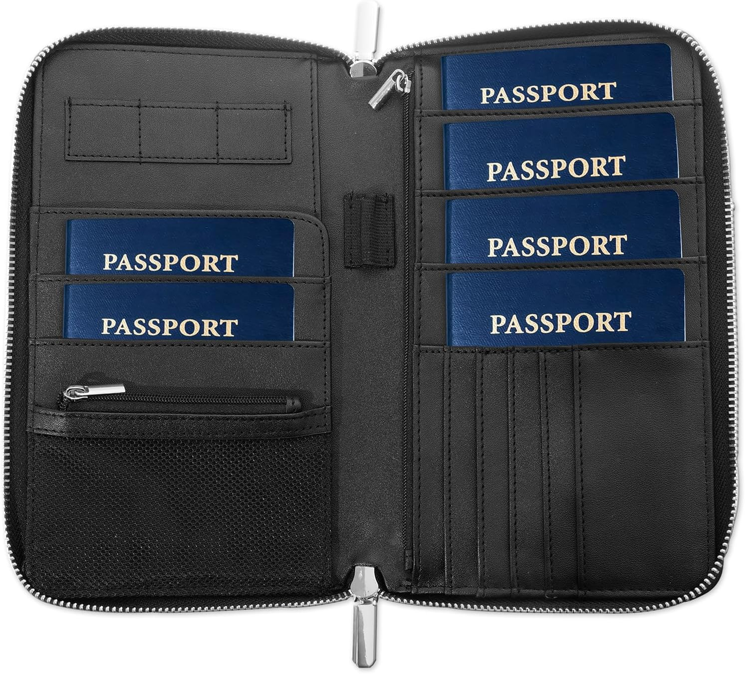 RFID Blocking Family Passport Holder Wallet 6,Premium Leather Travel Document Organizer for Women and Men,Travel Wallet for Credit Card(Brown)