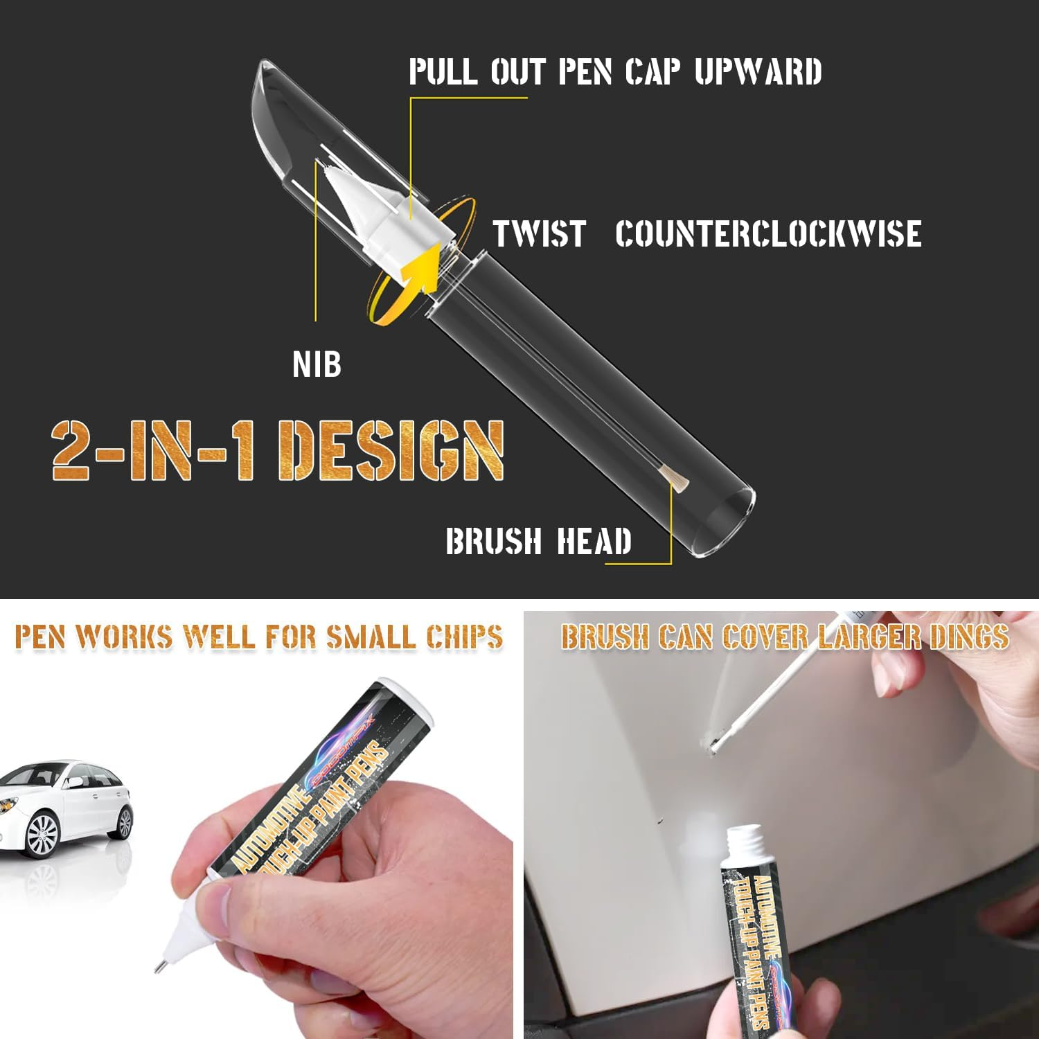 Pearl White Auto Touch up Paint Pen, Two-In-One Scratch Repair and Remover for Deep Damages, Special-Purpose Car Paint image number 5