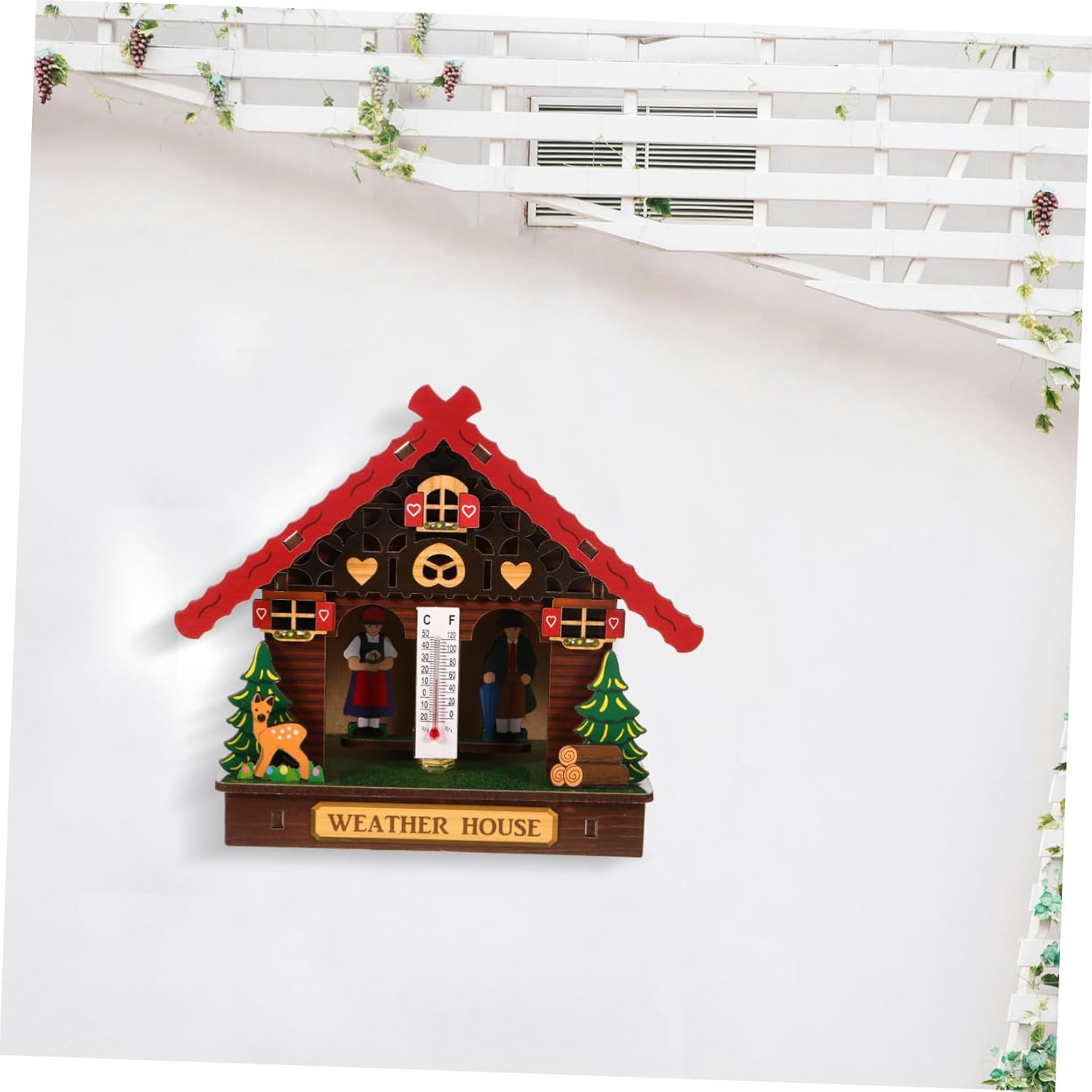 Abaodam Indoor Outdoor Wall Mounted Thermometer Hygrometer Weather Station with Wooden Barometer Accurate Temperature Humidity Gauge for Patio Garden Easy Setup Vertical Hanging image number 3