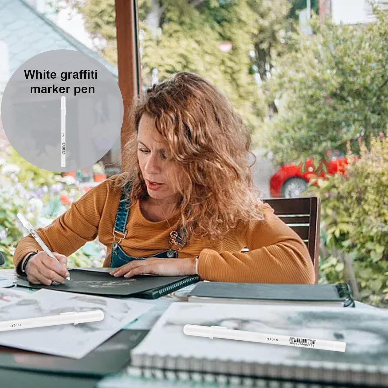 10Pcs White Art Paint Pens, 0.8Mm Fine Point Tip White Gel Pens, Highlight Graffiti Hook Pen, Marker Pen Water Based Fine White Paint Marker Fine Point Tip White Paint for Artists, Beginner Painters image number 6