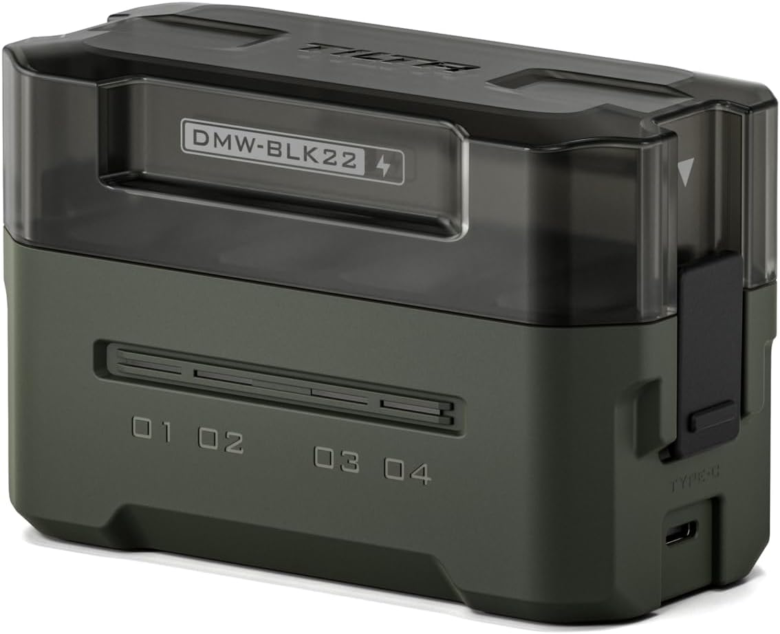Tilta DMW-BLK22 Portable Charging Station - Green | Charge 4 Batteries W/Usb-C PD 45W Fast Charge | Safe for Lumix DC-S5, S5II, S5IIX, S5M2, S5M2X, S1RII, GH6, GH6L, GH5II, G9M2