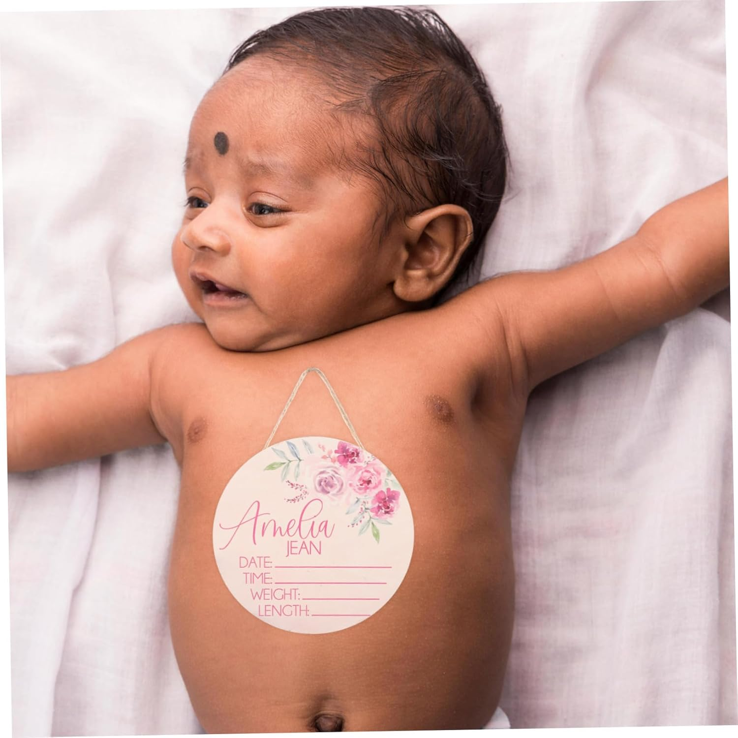 Wooden Baby Name Announcement Sign Set for Newborn Nursery Room, Birth Announcement Sign for Hospital and Home, Newborn Welcome Decor, 2Pcs