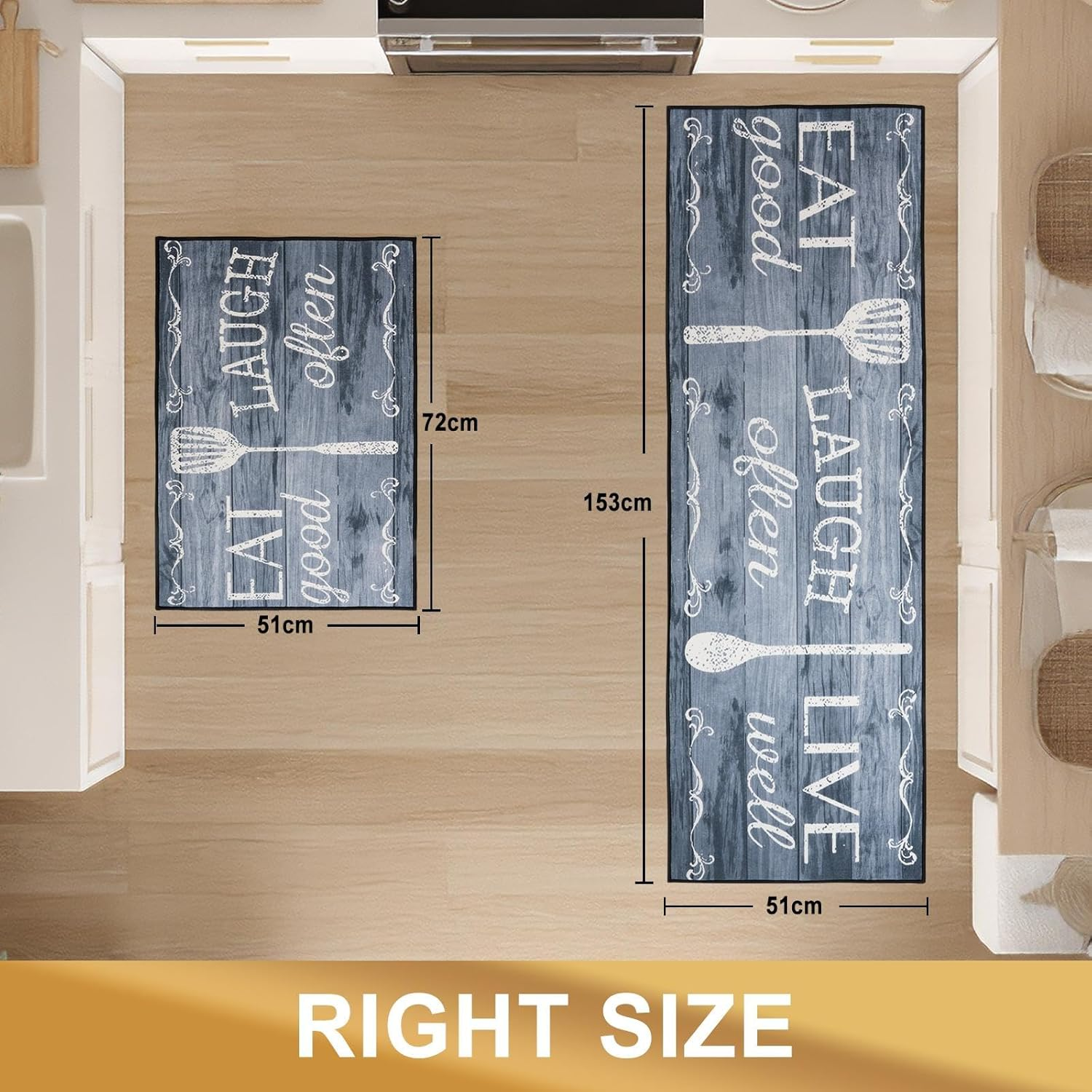 KANGA ROOM Kitchen Rugs, 2 Piece Washable Mats for Laundry & Hallway image number 5