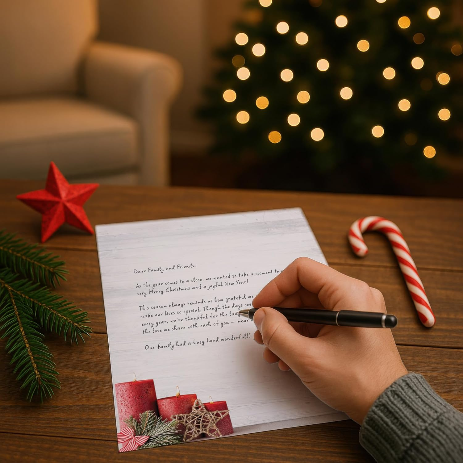 Red Christmas Candles Holiday Stationery Paper - 80 Sheets of Letterhead for Winter & Christmas Events image number 3