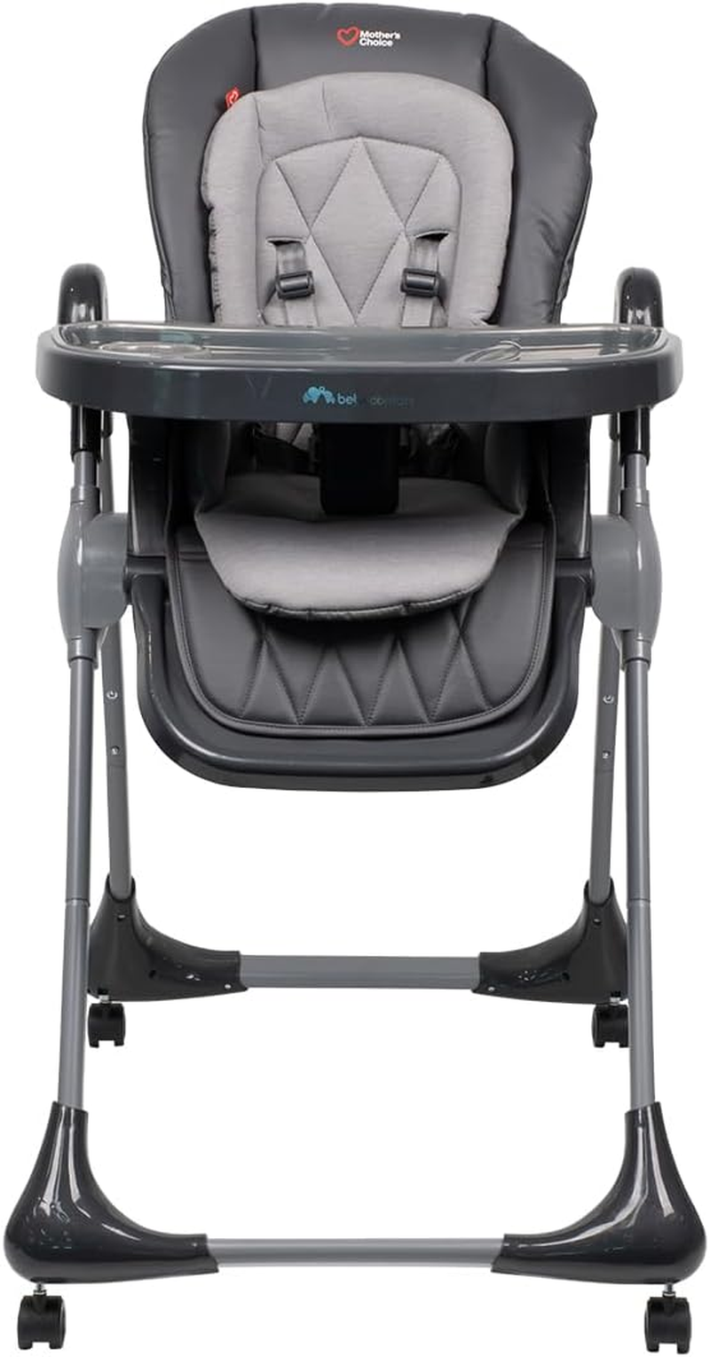 Mother&rsquo;S Choice Strand Hi-Lo Highchair (Mineral Graphite) &ndash; Adjustable Recline, Removable Tray & Padded Seat for Babies 6&ndash;36 Months