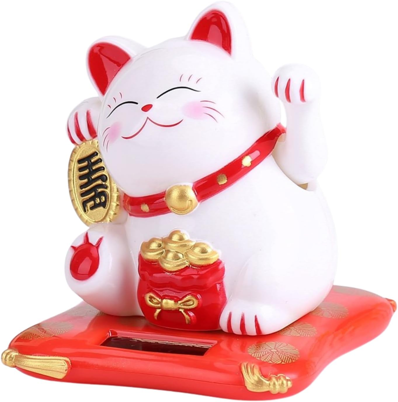 Jadeshay Invitating Cat Solar Powered Cute Waving Cat Good Luck Wealth Invitating Cats Home Car Decoration (White) image number 2