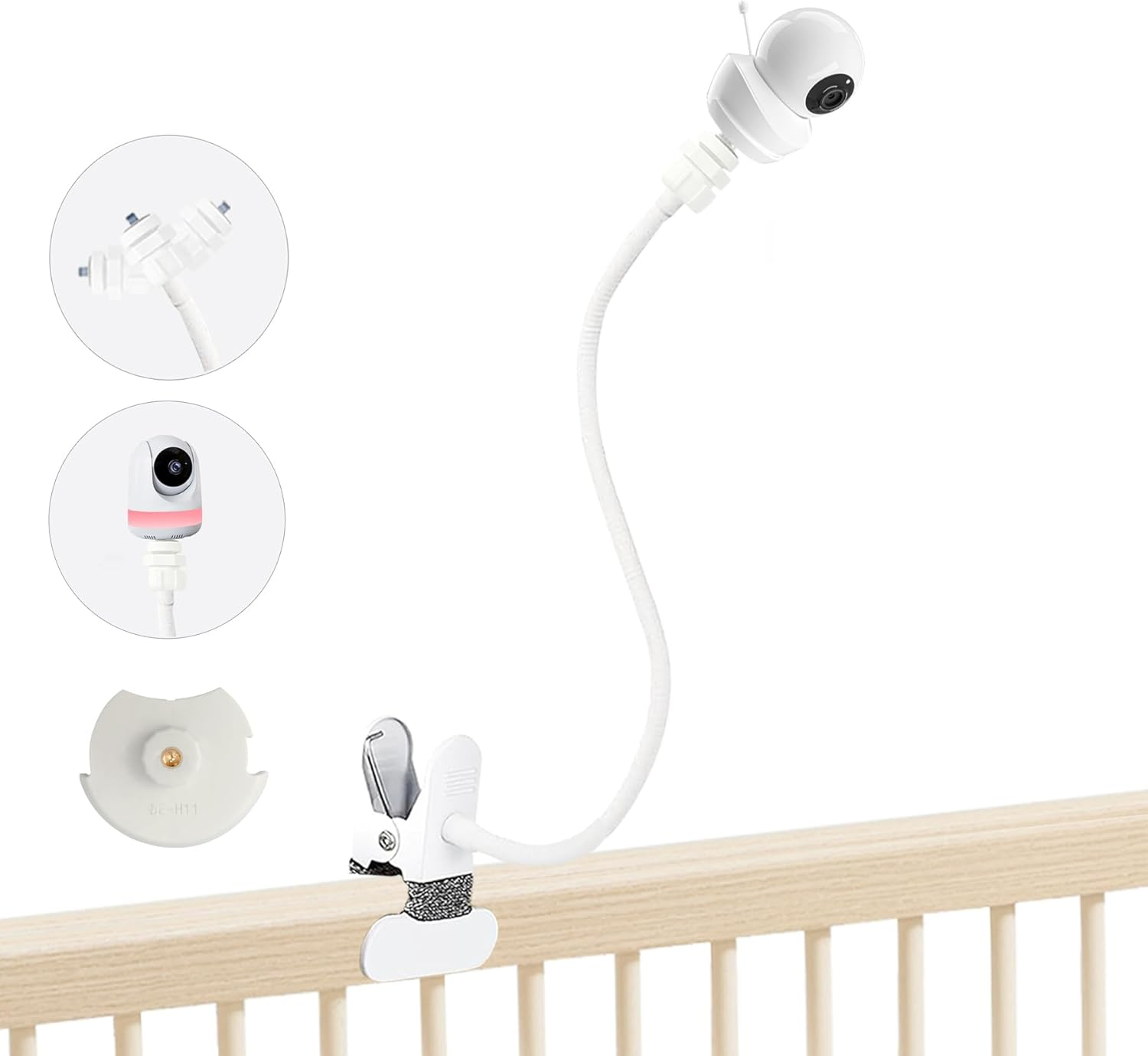 JAMYOK Baby Monitor Mount Holder Compatible with BOIFUN Baby 2S/5S/6T, Iegeek &lrm;Baby 1T, DEATTI BM101-M, 16 Inches Flexible Clip Clamp Mount without Tools or Wall Damage