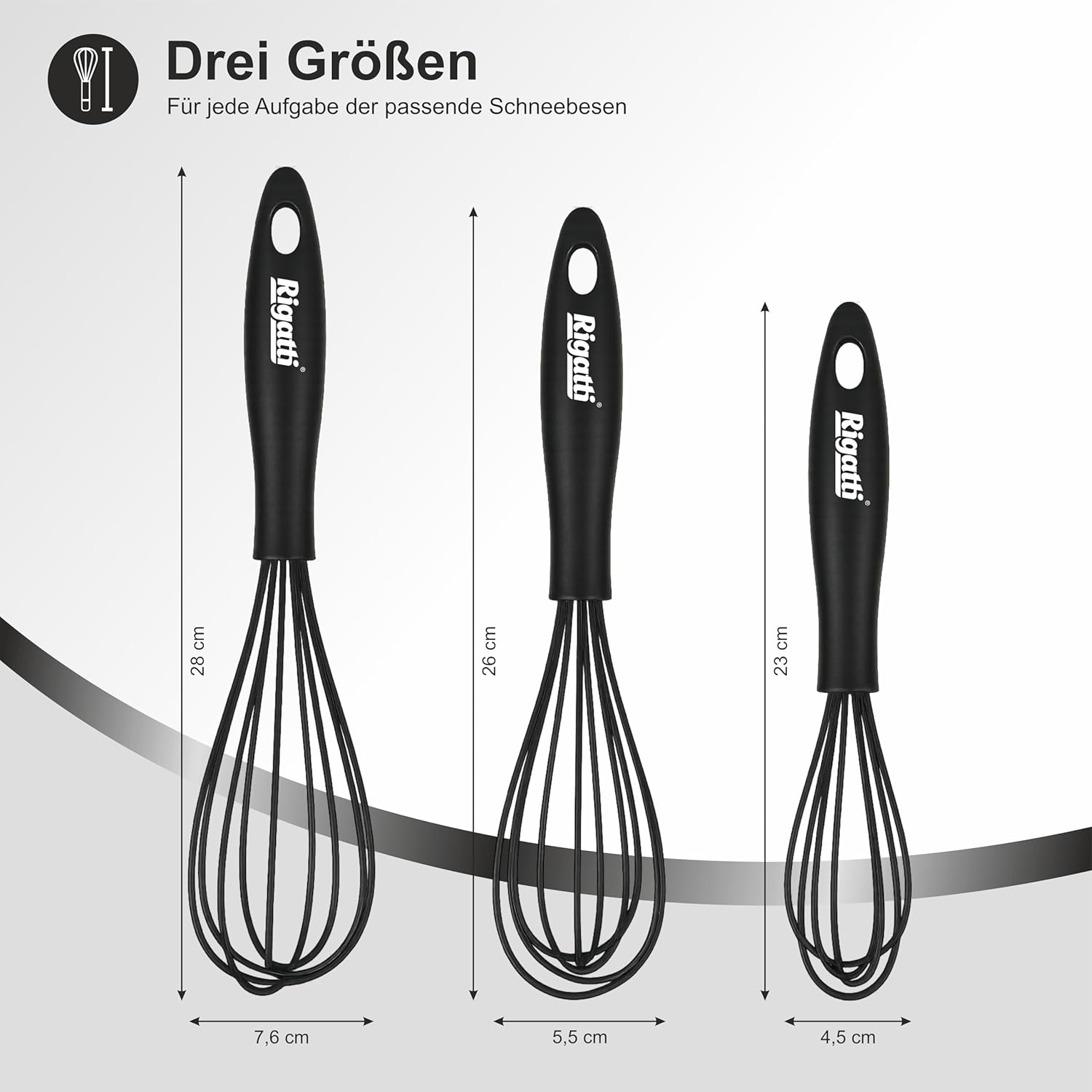 RIGATTI Whisk Set of 3, Stainless Steel Wires with Silicone Cover, Ergonomic Non-Slip Bpa-Free Easy Cleaning, Kitchen Whisk, Baking Cooking Accessories, Kitchen Helper, Spiral Whisk image number 1