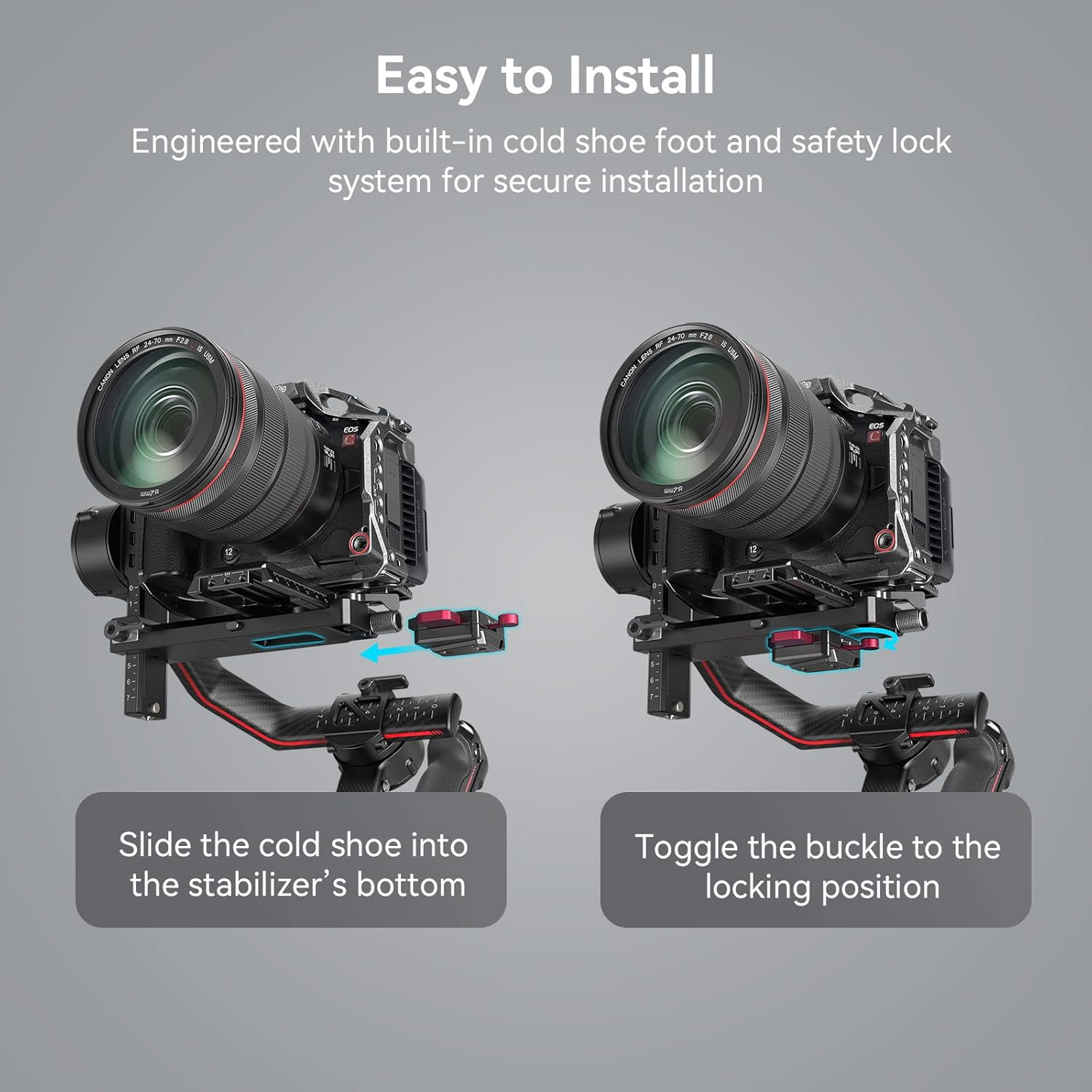 Smallrig Mini V Mount Battery Plate for DJI RS 3 / RS 3 Pro/Rs 2 / RSC 2 Gimbals, Comes with V-Lock, Cold Shoe & 1/4"-20 Threaded Holes for V Mount & NP-F Battery - 4189 image number 6