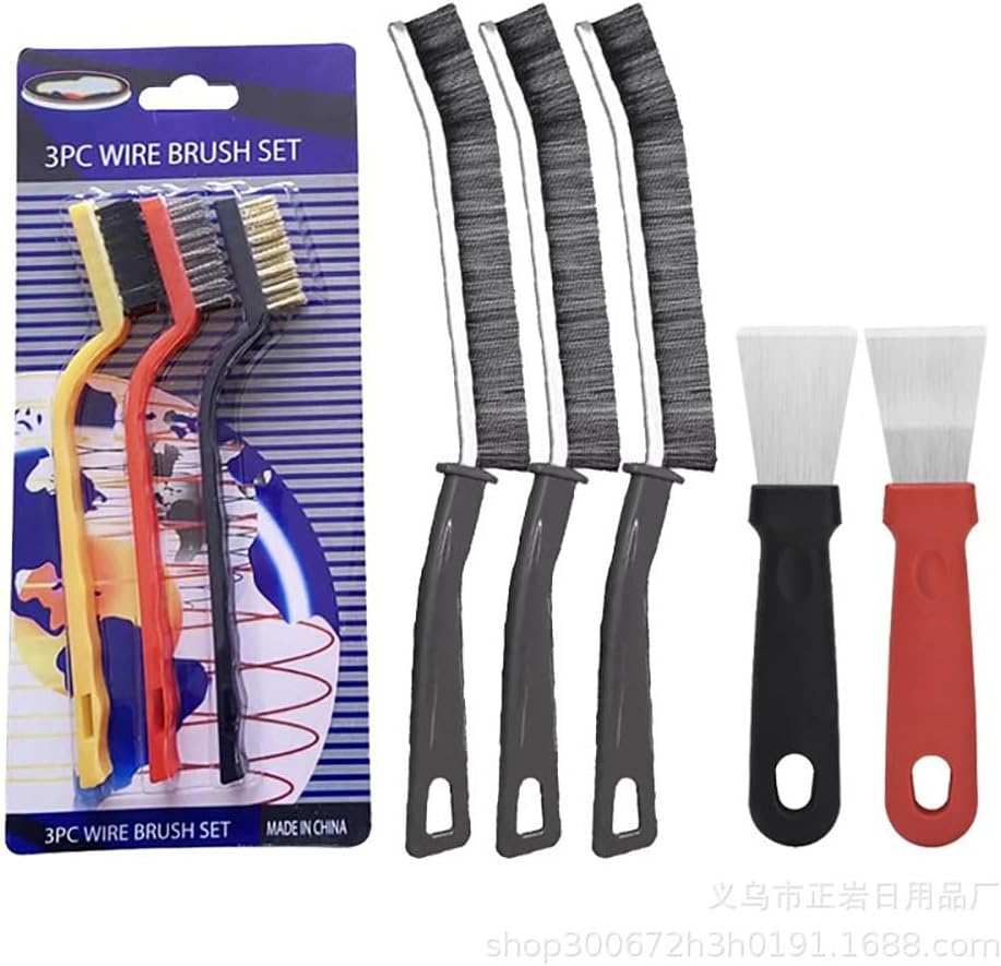 8-Piece Crevice Cleaning Kit with 2 Scrapers - Heavy Duty Grout Cleaner & Shower Cleaning Brush | Multi-Purpose Bathroom Scrubber & Kitchen Brush for Tiles and Windows | Home Essentials Cleaning Set image number 5