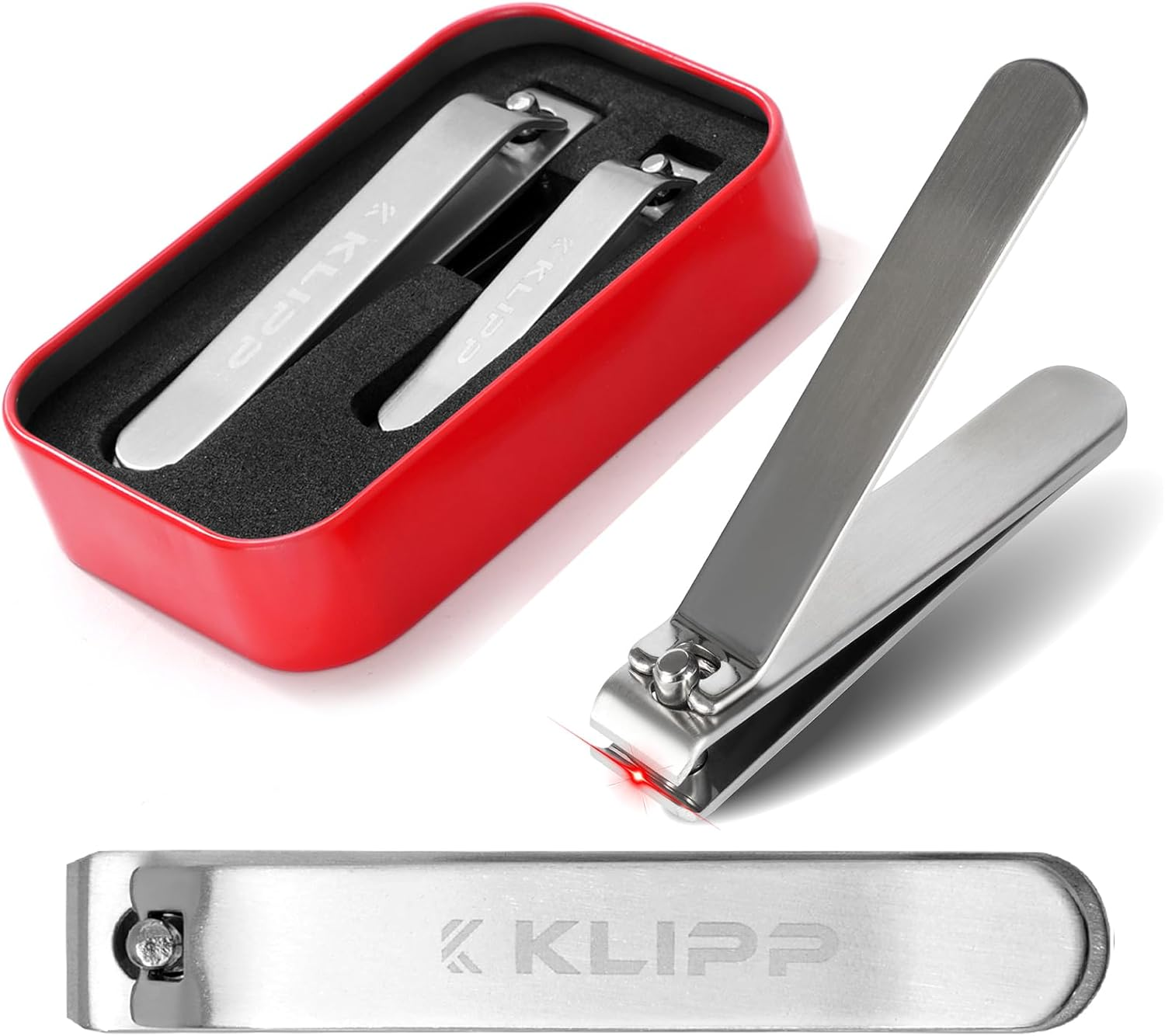 Nail Clippers for Men & Women &ndash; Ultra Sharp Stainless Steel Fingernail Clipper & Toenail Clippers with Curved & Straight Blades Toe Professional Nail Cutter Kit with Tin Case for Travel (Black)