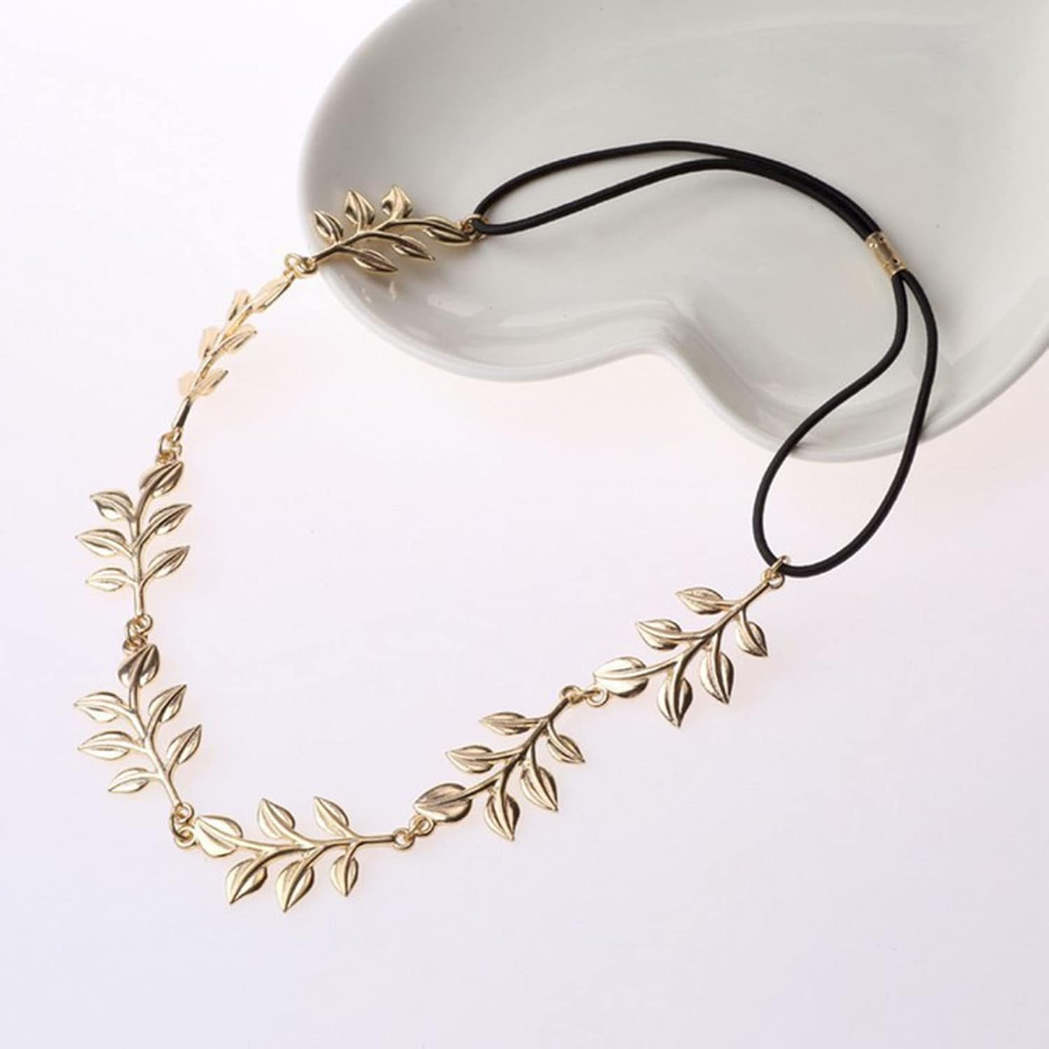 Wendalern Boho Leaf Hair Chain Headband Gold Leaf Hair Band Wedding Head Chain Metal Elastic Gold Headpiece Bridal Hair Chain Headpiece Decorative Hair Accessories for Women and Girls image number 4