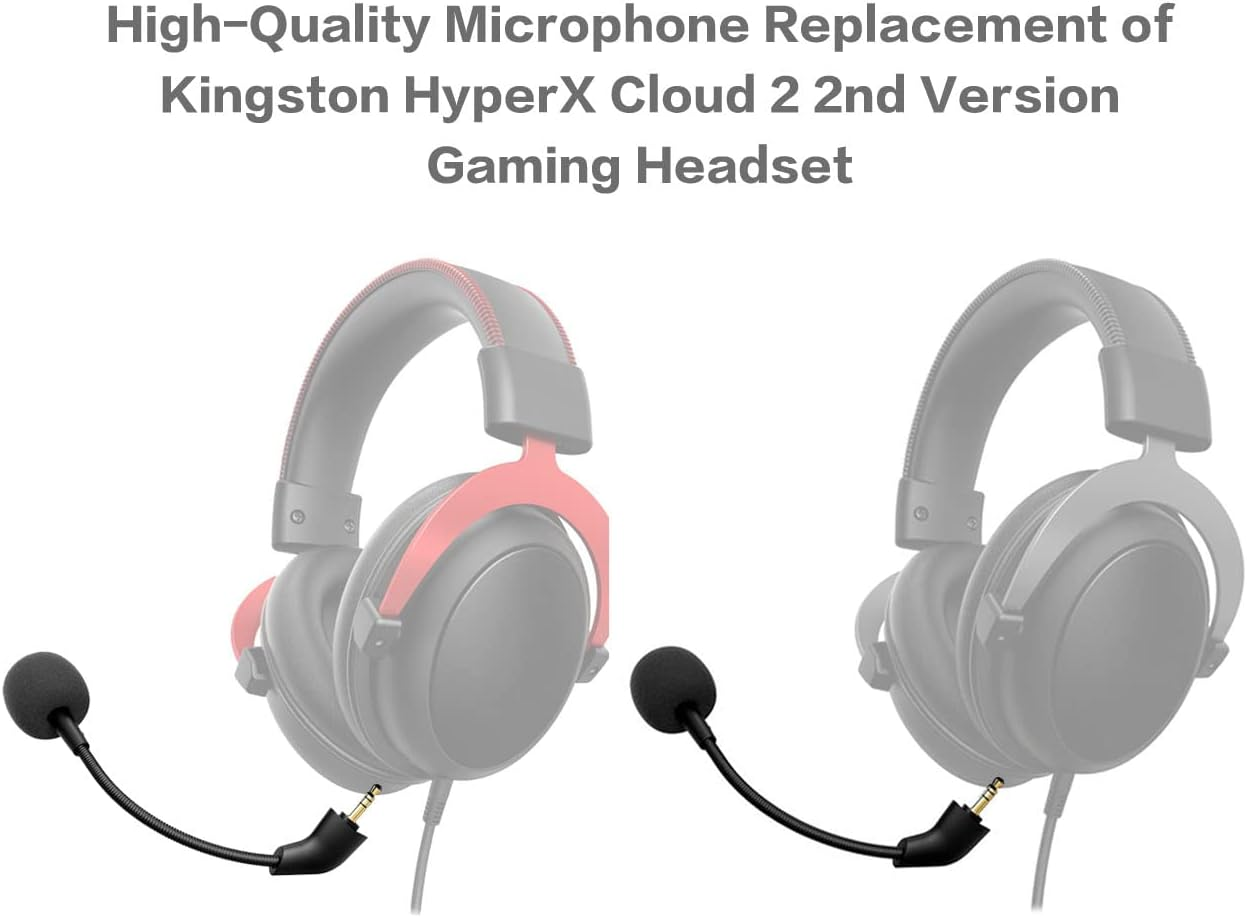 Replacement Game Mic for Kingston Hyperx Cloud, Cloud X and Cloud II 2Nd Version Gaming Headset on PS4 PS5 Xbox One Nintendo Switch PC, 3.5Mm Detachable Boom Microphone image number 2