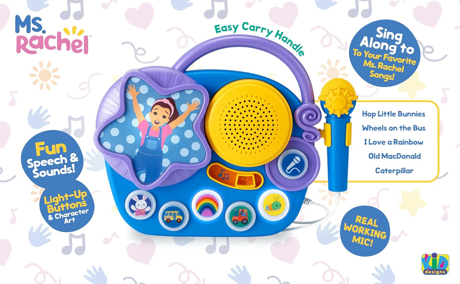 MS Rachel Electronic Learning Boombox, Ages 3+, Educational Sing-Along Toy with Microphone, 30Cm X 7Cm X 28Cm, 710G image number 3