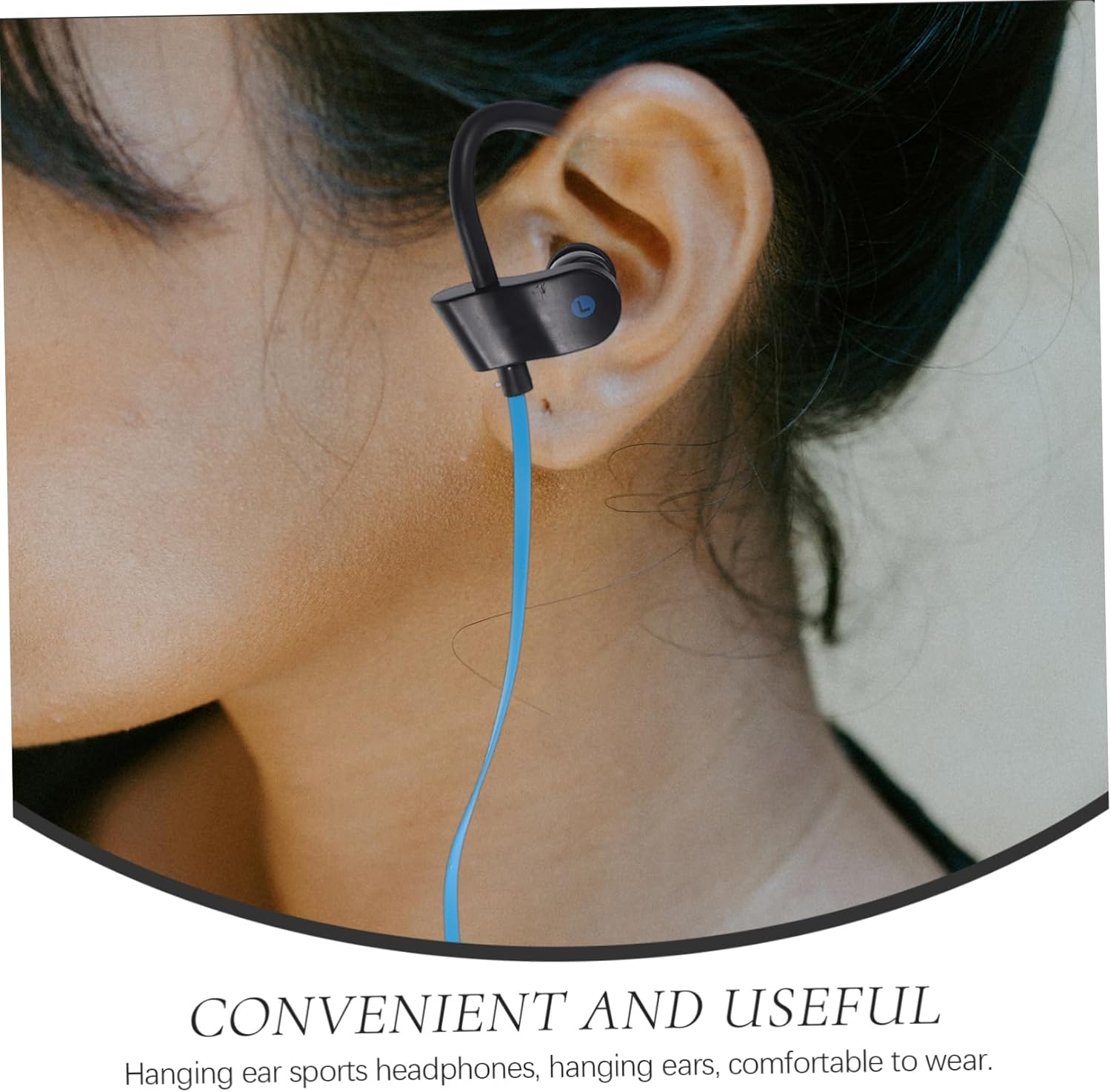 SEWACC Wired Ear Hook Earphones with Microphone, Stereo Headset for Sports and Running, Universal Compatibility, Secure Fit, Black and Navy image number 2