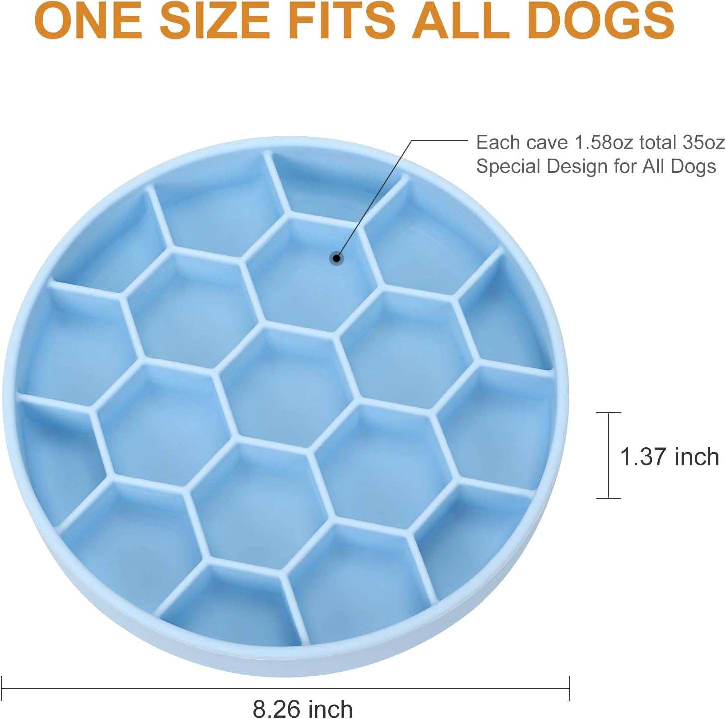 Pawow Slow Feeder Dog Bowls, Non-Slip Silicone Dog Bowl for Fast Eaters, Anti-Gulping Pets Eating Dish for Large, Medium, Small Breed Dogs (Blue) image number 5