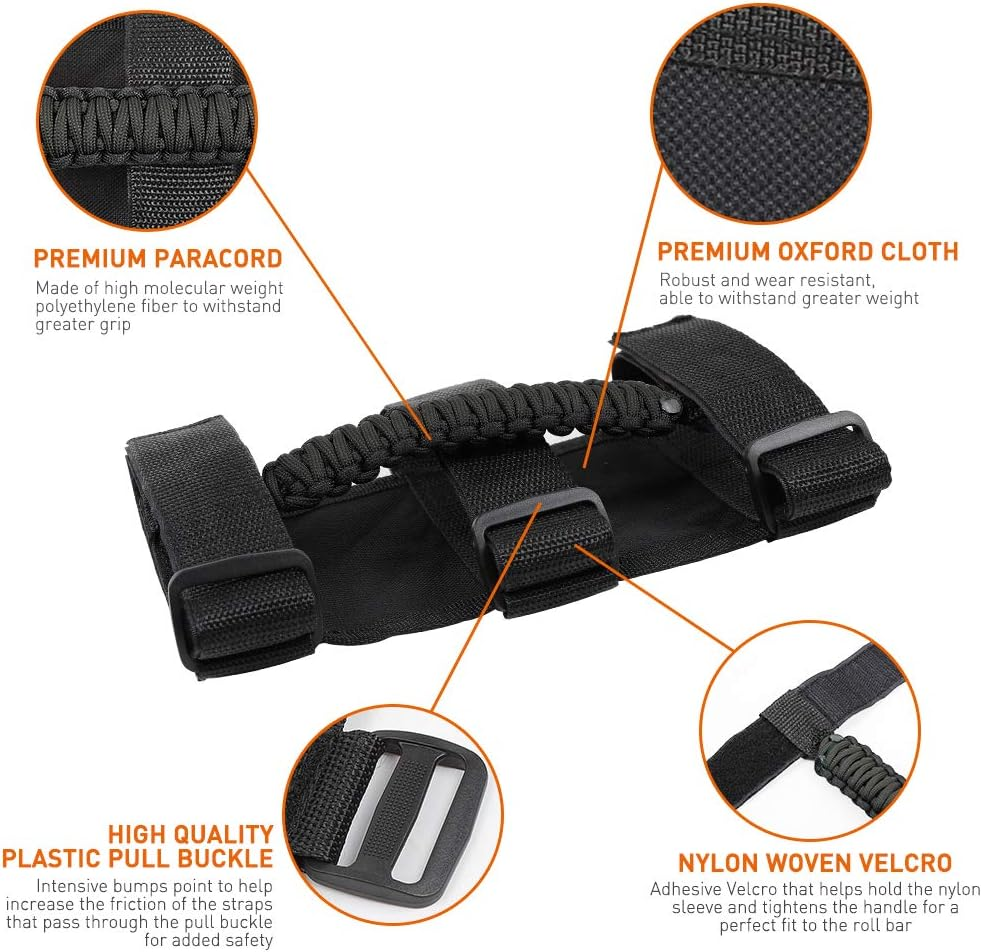 Savadicar 4 X Roll Bar Grab Handles Grip Handle for Jeep Wrangler YJ TJ JK JL & Gladiator JT 1955-2022, Interior Accessories, Black image number 5