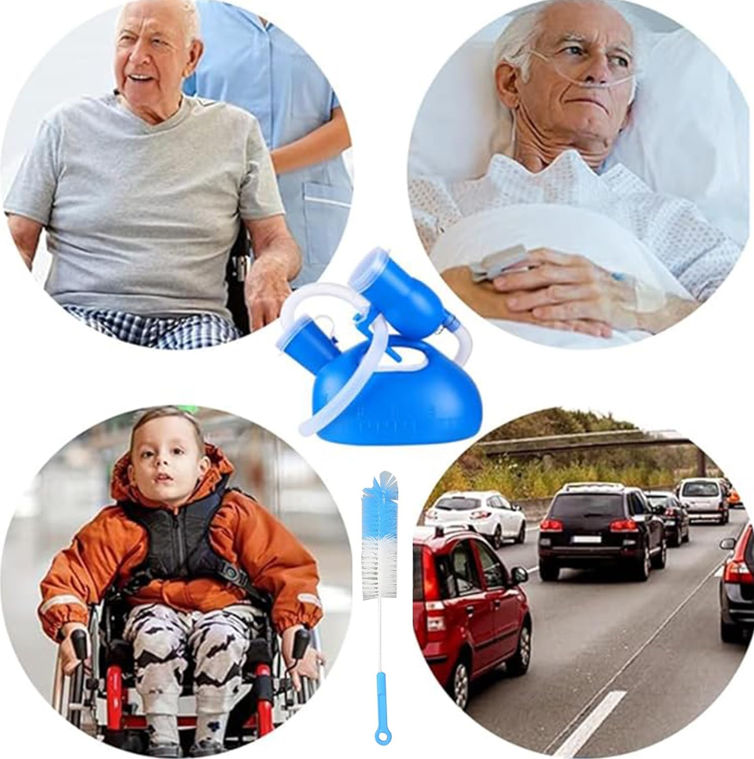 2000ML Portable Urinal for Men and Women, Spill Proof Urine Bottles for Men, Thick Large Pee Bottle with Long Tube and Lid image number 2