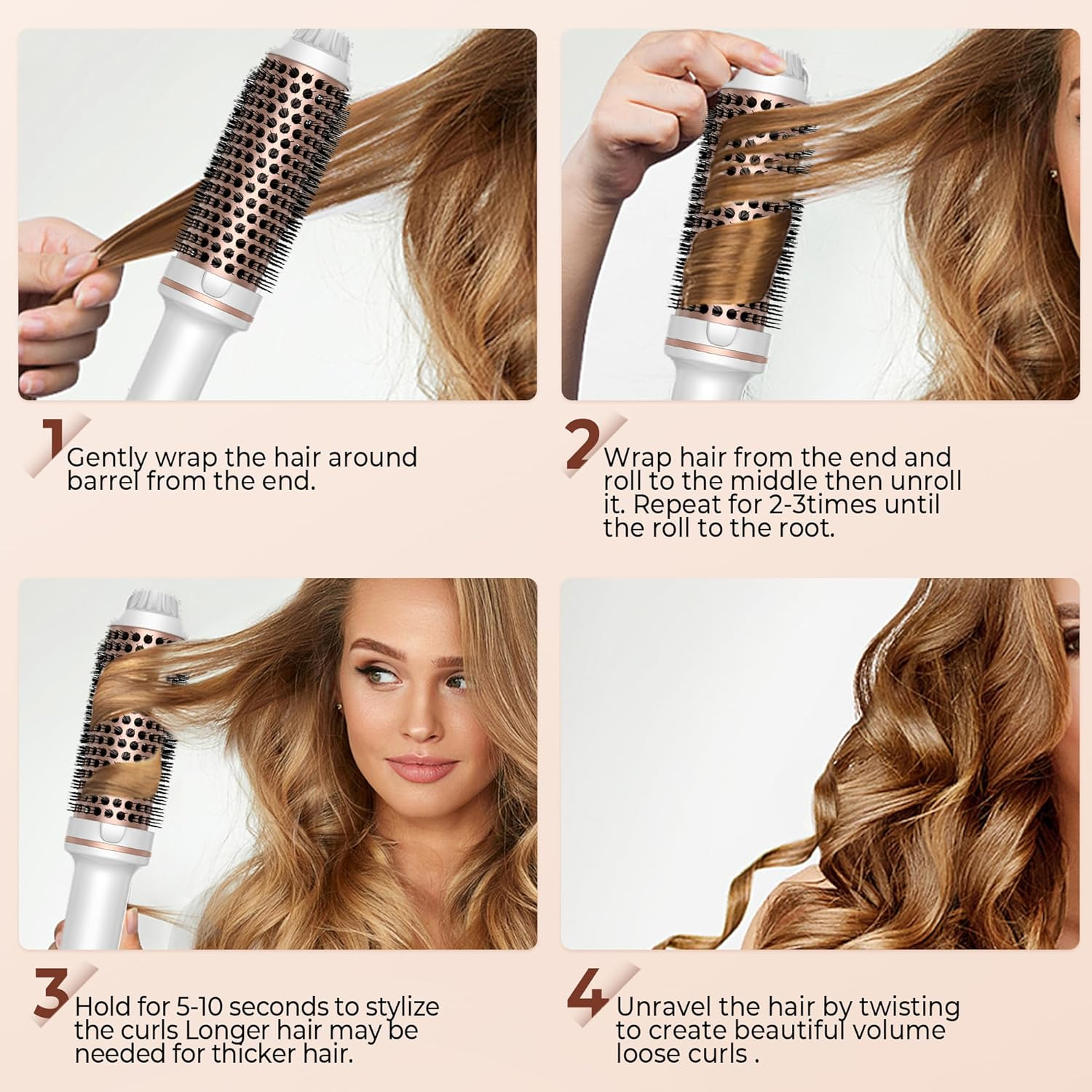 Thermal Brush, 3-In-1 Thermal Brush 38 Mm, LCD Display 120-200&deg;C, Increase Hair Volume, Loose Curls, Straight Hair, Lightweight Compact Size image number 2