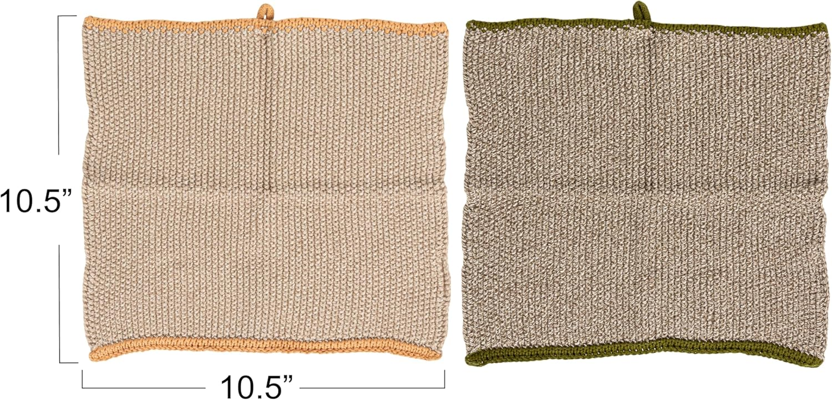 Creative Co-Op Square Cotton Knit (Set of 2) Dish Cloth, Multi image number 1