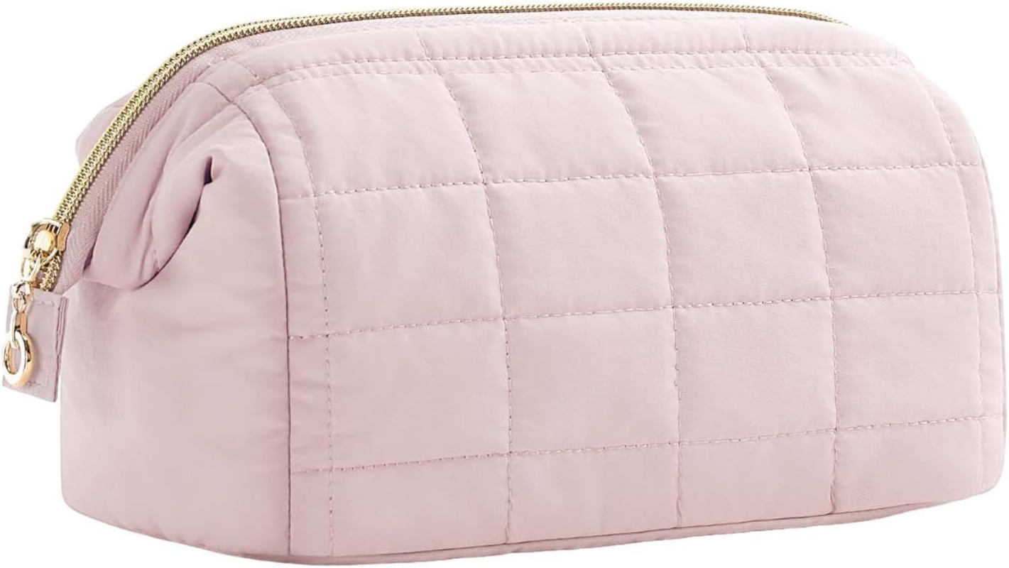 Amagogo Cosmetic Bag Cotton Makeup Bag Lightweight Zipper Closure Portable Toiletries Pouch Toiletry Bag for Hiking Business Trips, Pink image number 2
