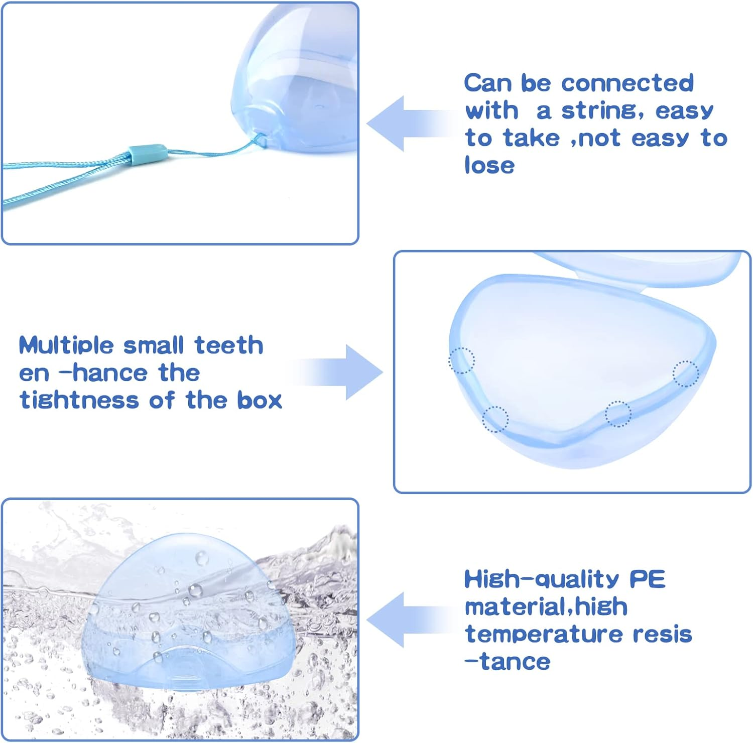 Homiliky Dummy Case,6Pcs Transparent Pacifier Case with String,3 Colors Dummy Holder Case Soother Pod Storage Box Bpa-Free Nipple Shield Case for Infant, Baby, Travel, Home image number 6