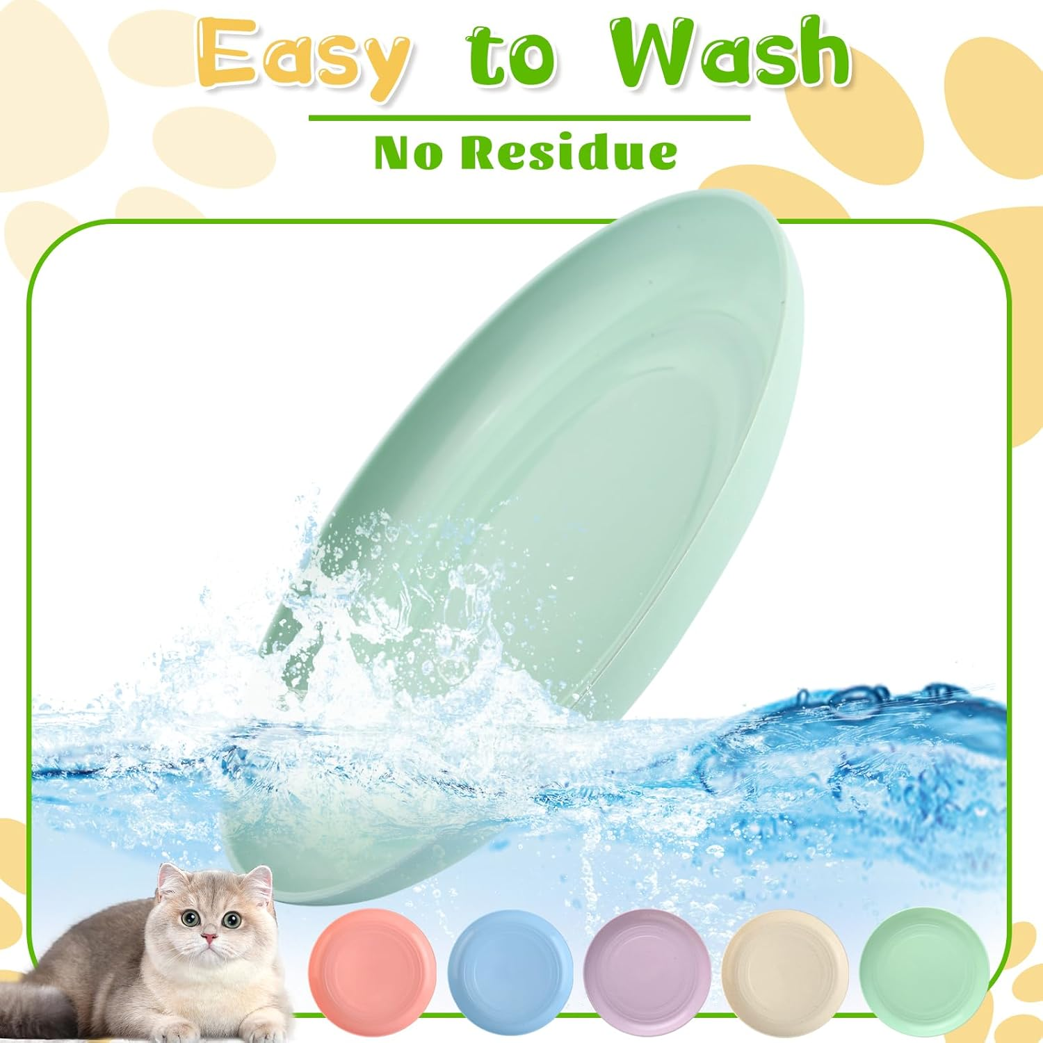 Pack of 10 Flat Cat Bowls with 2 Non-Slip Mats, Circular Feeding Bowl Cat Flat with Storage Base, Colourful Cat Bowl Set, Flat Cat Plate for Kittens and Short-Legged Cats image number 4