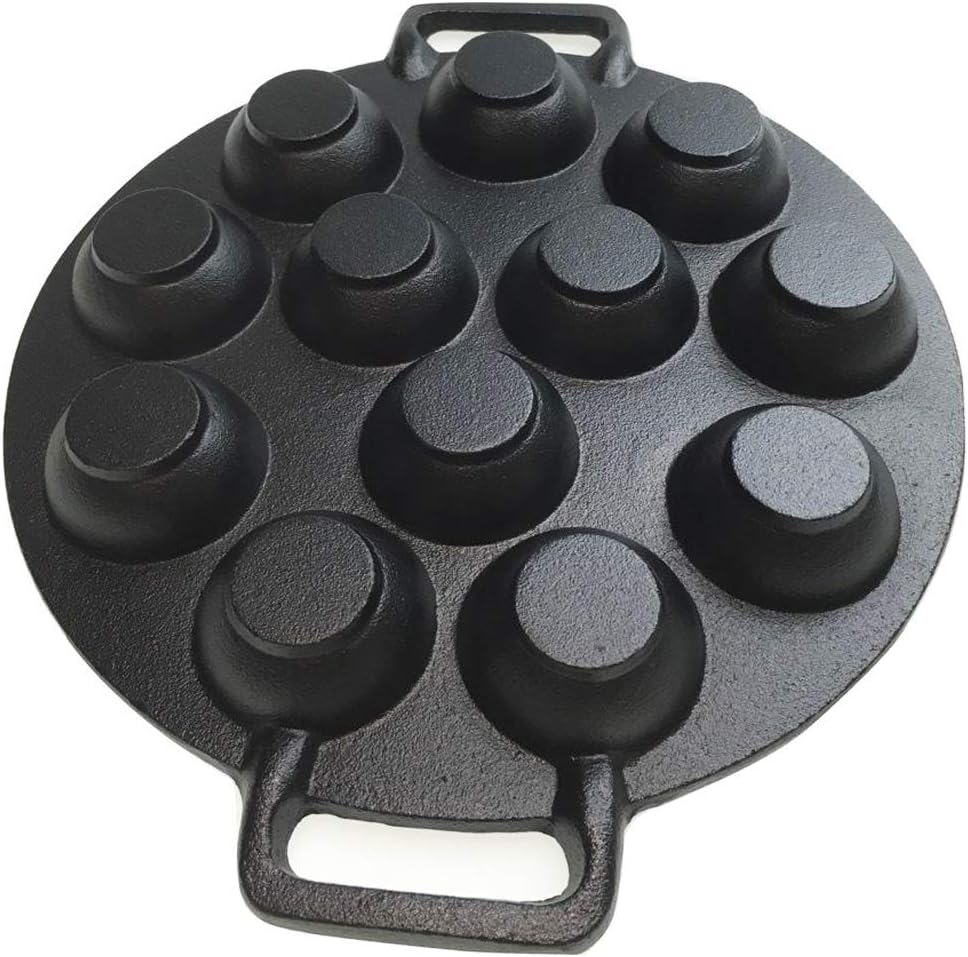 Boutique Retailer 12 Dimple Cast Iron Poffertjes Mini Dutch Pancake Cake Pan with Handles Maker