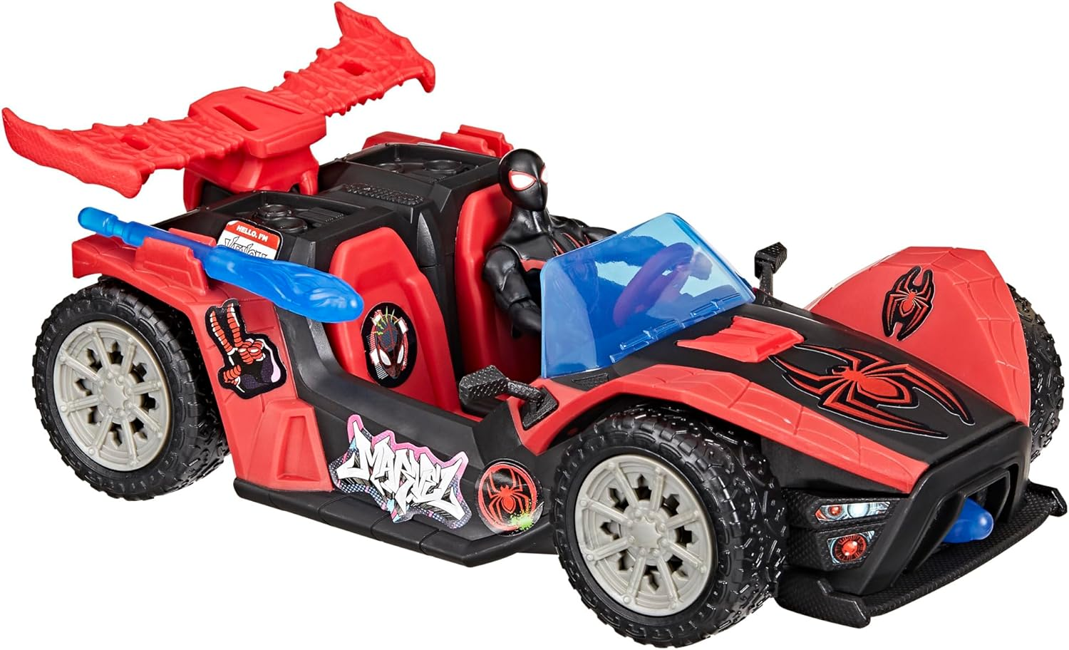 Marvel Spider-Man Venomversus Epic World of Action Miles Morales Remix Blast Racer 4-Inch (10 CM) Figure & Toy Car, Accessories, Super Hero Toys, 4+ image number 4