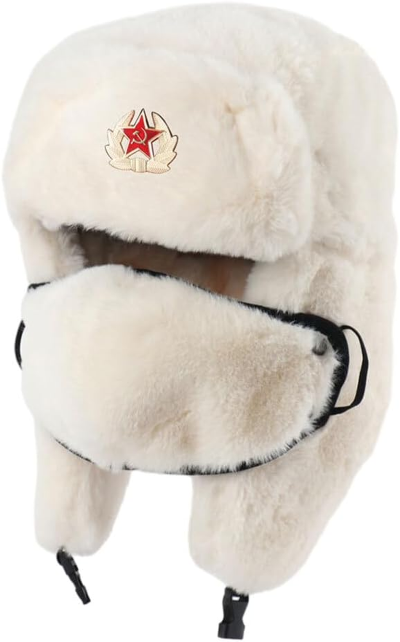 SUIOPPYUW Menwinter Thermal Bomber Hats Warm in Style Caps Men Women Russia Ushanka Hats Women Men Badge Russia Hat