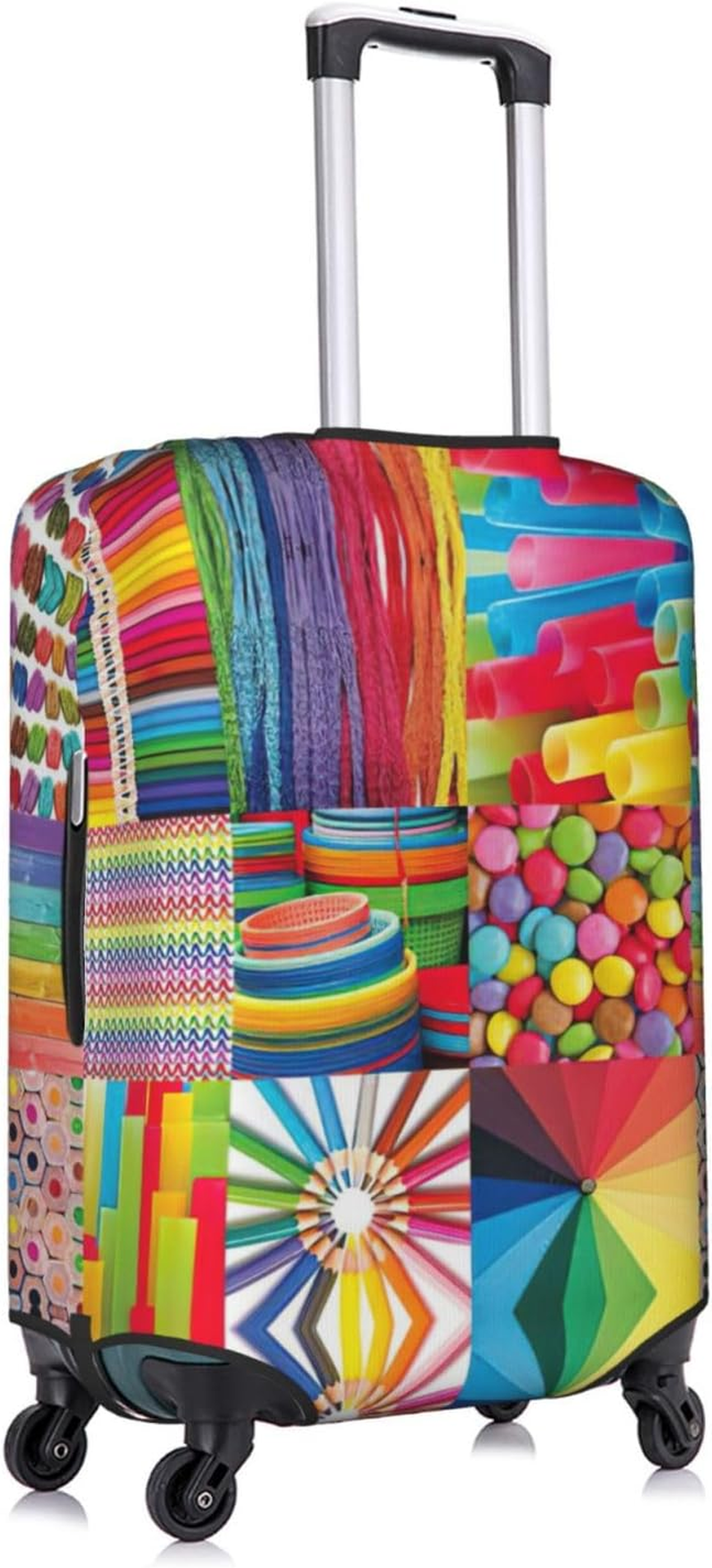 Odddot Colorful Collage Print Travel Luggage Cover,Suitcase Protector Cover, Washable Baggage Covers,For 18-32 Inch Luggage, Colorful Collage, Medium image number 1
