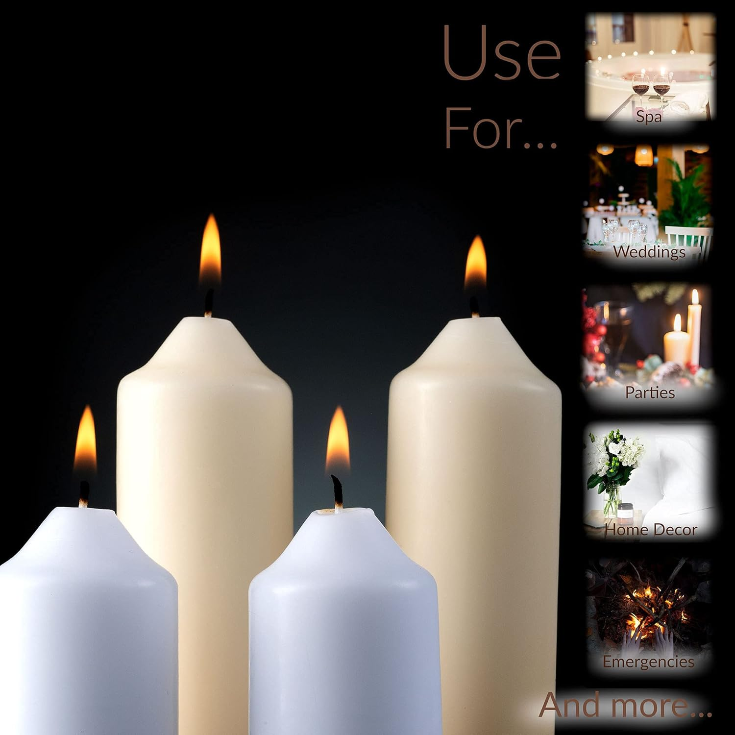 SPAAS White Pillar Candles - 20 Pack | 1.5X4 Inch Bulk Pillar Candles, Dripless Dinner Candles | Unscented Pillar Candles for Home D&eacute;cor, Memorial, Vigil, Parties, Wedding, Decorative Lantern