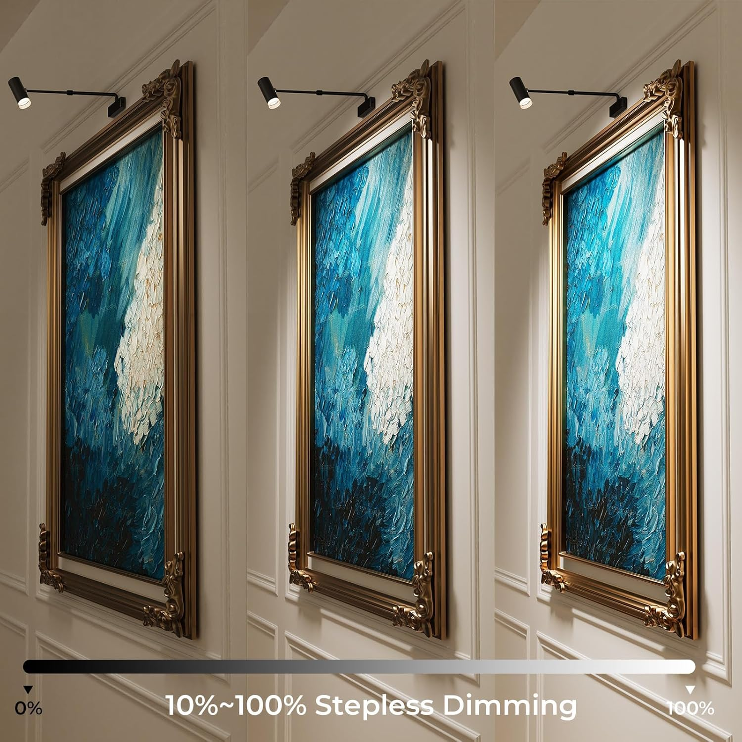 HUDYOGY Rechargeable Picture Light with Remote Control, Adjustable Wall Sconce, 4000Mah Battery, Dimmable LED Art Light for Gallery, Bedroom & Bathroom image number 4