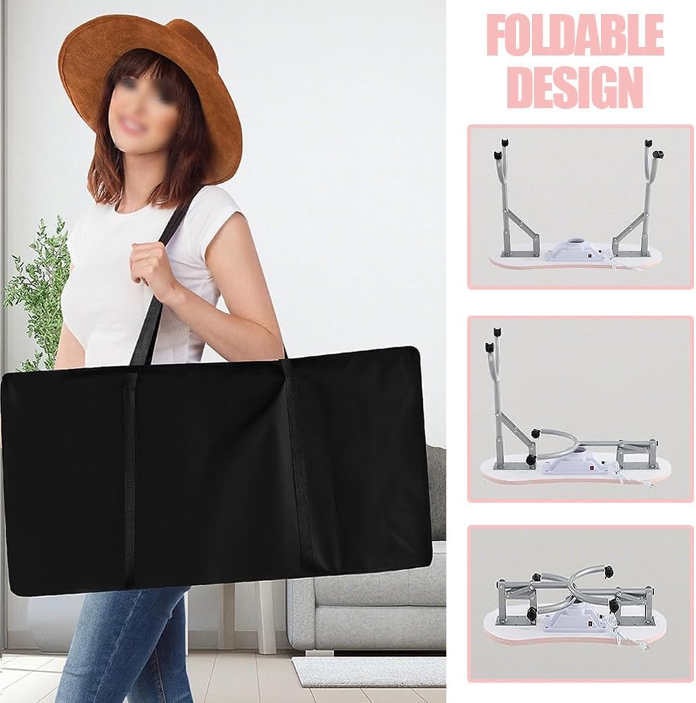 GUDAJIN Portable Manicure Table, Folding Table with Wheels, Beauty Manicure Workstation, Built-In Dust Collector, Nail Lamp, Sponge, Carrying Bag, Suitable for Nail Spa Beauty Salon (Pink) image number 3