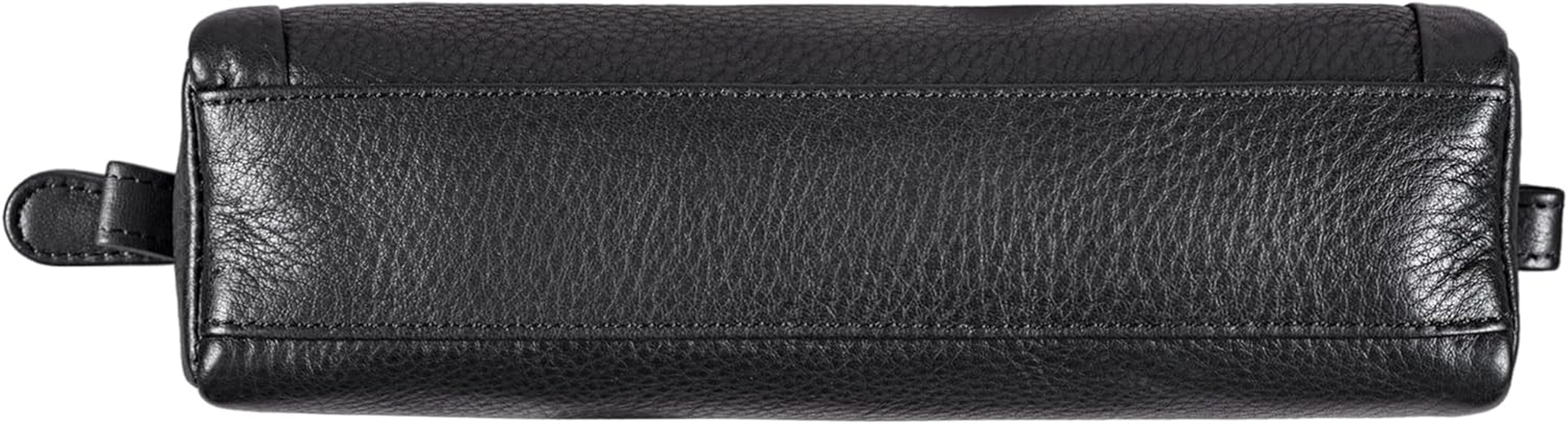 STILORD 'Freddie' Pencil Case Leather Writing Case 2 Compartments Vintage Pencil Case Large Pencil Case for Ruler Pens Brush Made of Genuine Leather, Black, M