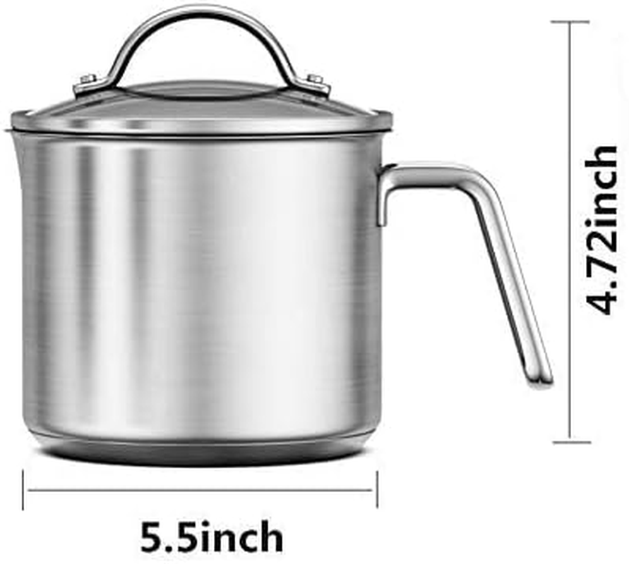 1.5 Quart Stainless Steel Saucepan with Pour Spout, Saucepan with Lid, Mini Milk Pan with Spout - Perfect for Boiling Milk, Sauce, Gravies, Pasta, Noodles image number 4